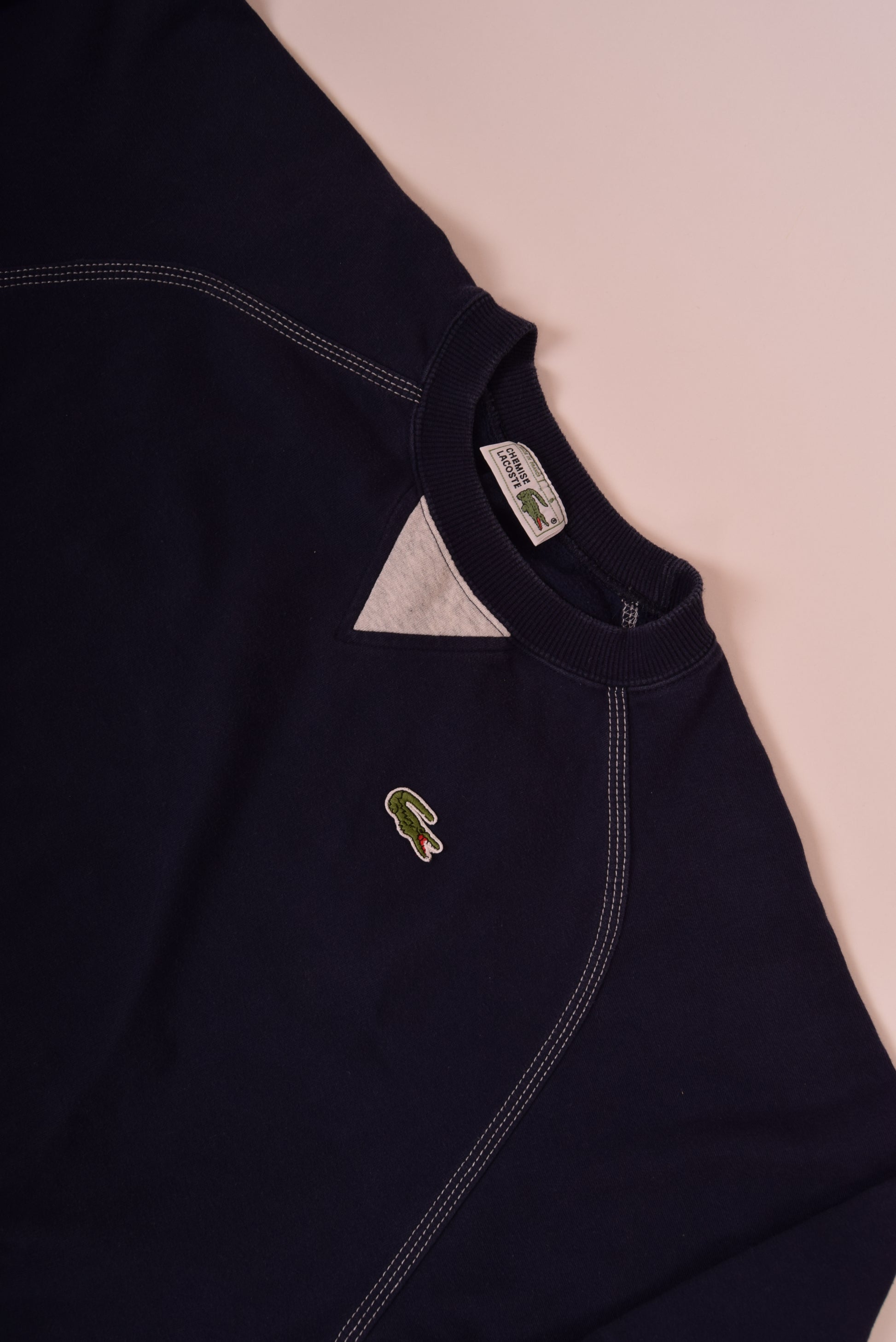 Vintage Lacoste 80's Sweatshirt Made in France Size L-XL Blue Navy