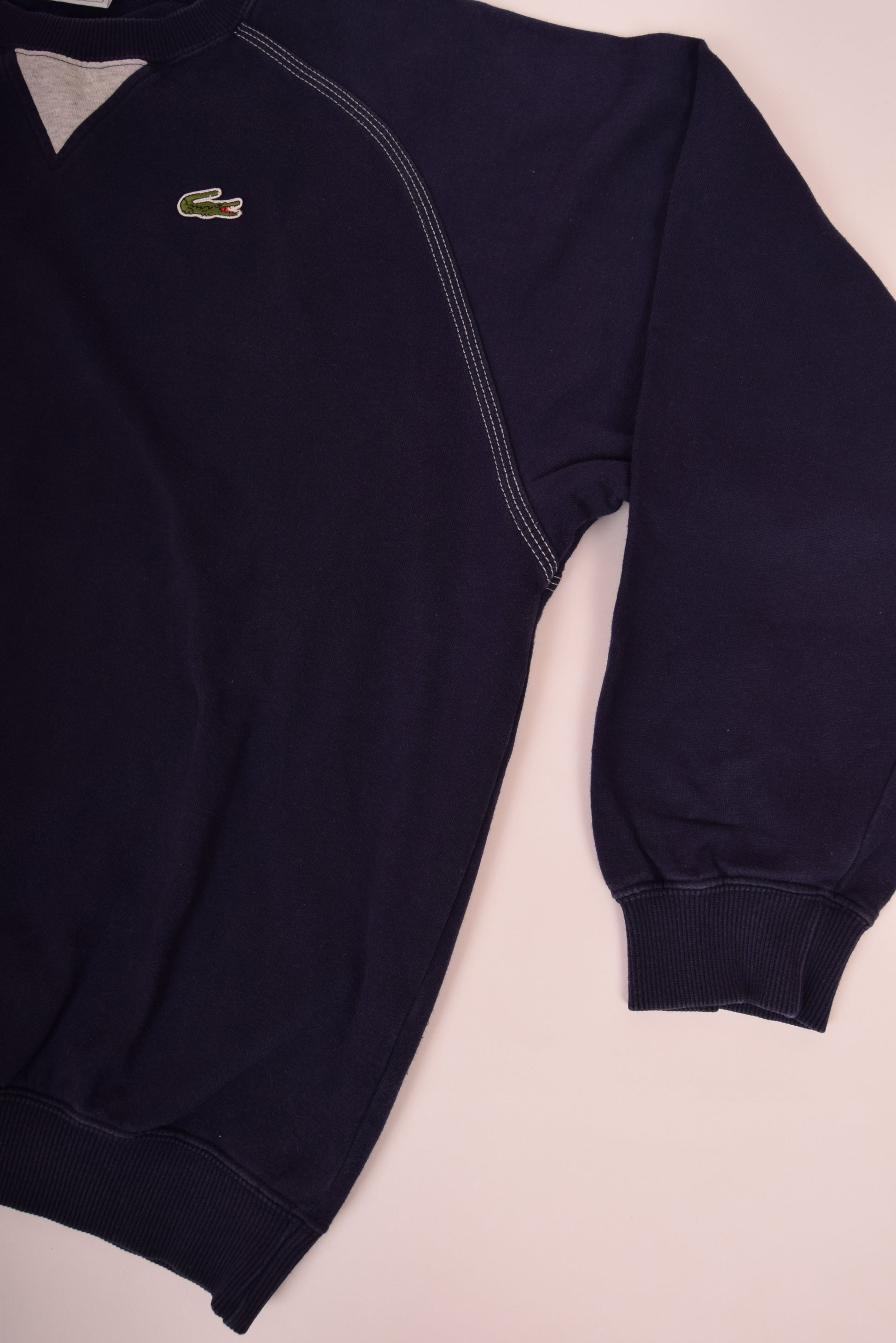 Vintage Lacoste 80's Sweatshirt Made in France Size L-XL Blue Navy