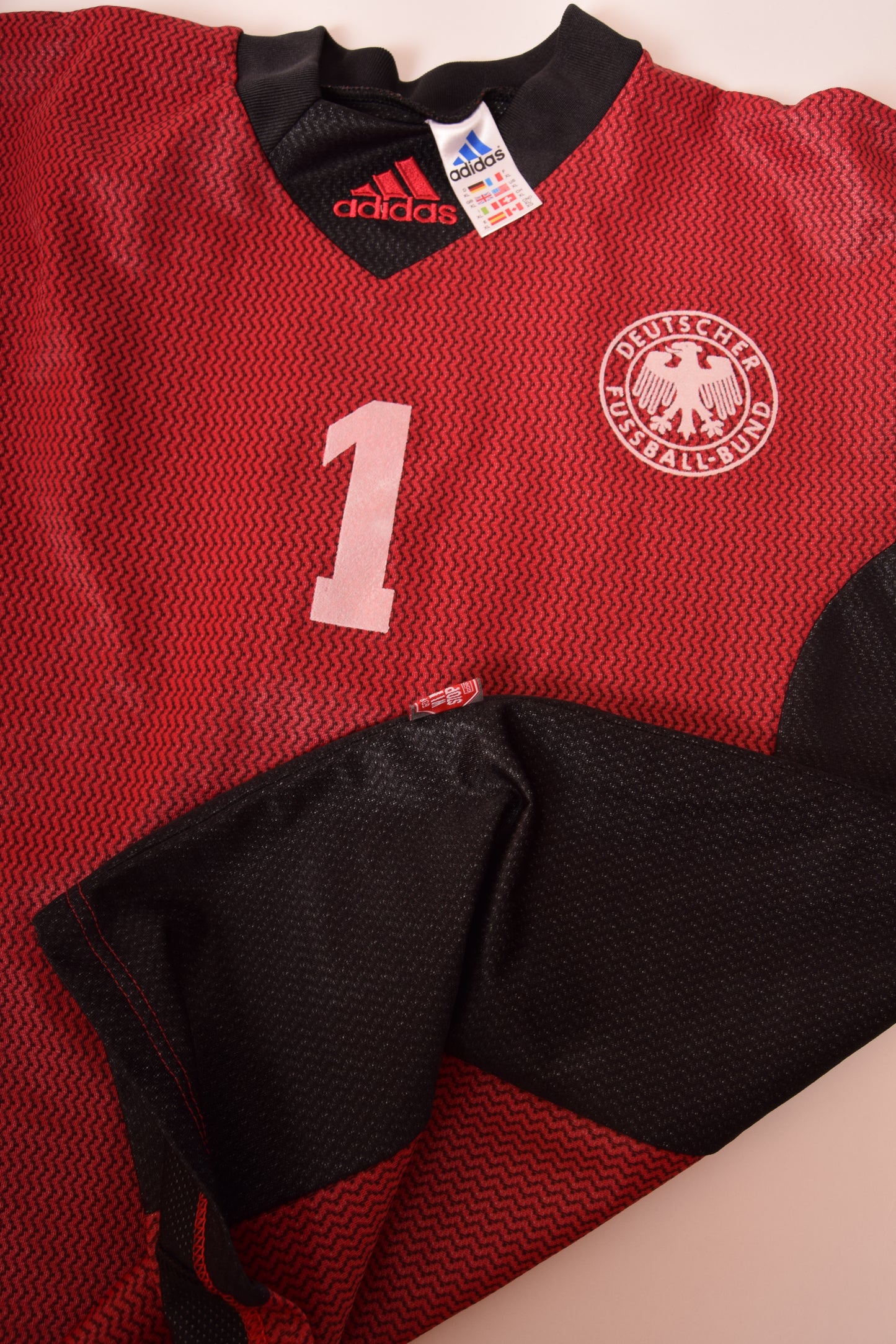 Vintage Germany Adidas 1998 - 1999 Second Goalkeaper Shirt #1 Size XL Burgundy Black