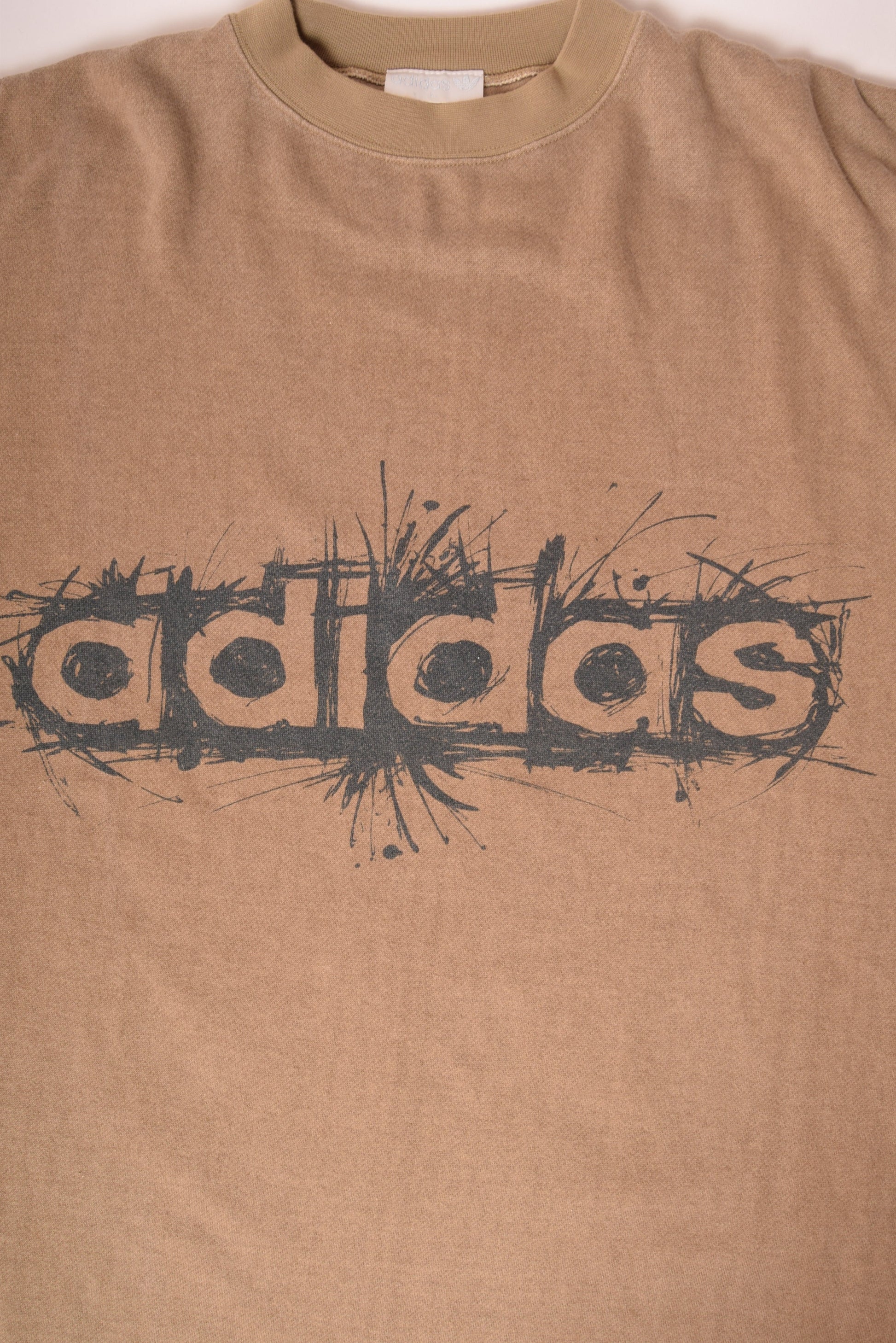 Vintage 90's Adidas Sweatshirt Crew Neck Brown Size XL-XXL