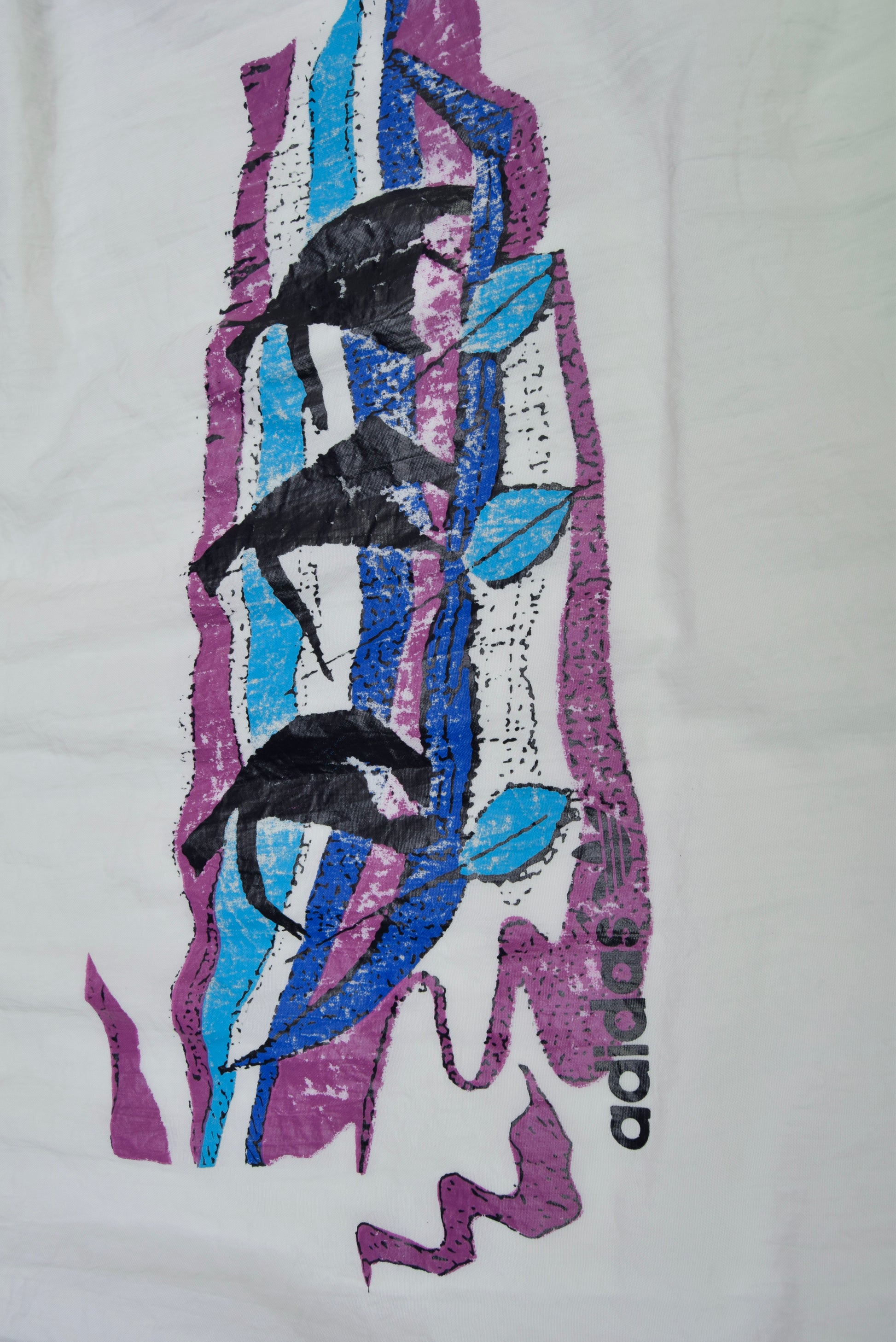 Vintage Adidas Jacket / Shell  Pink Blue Cyan White Size M L