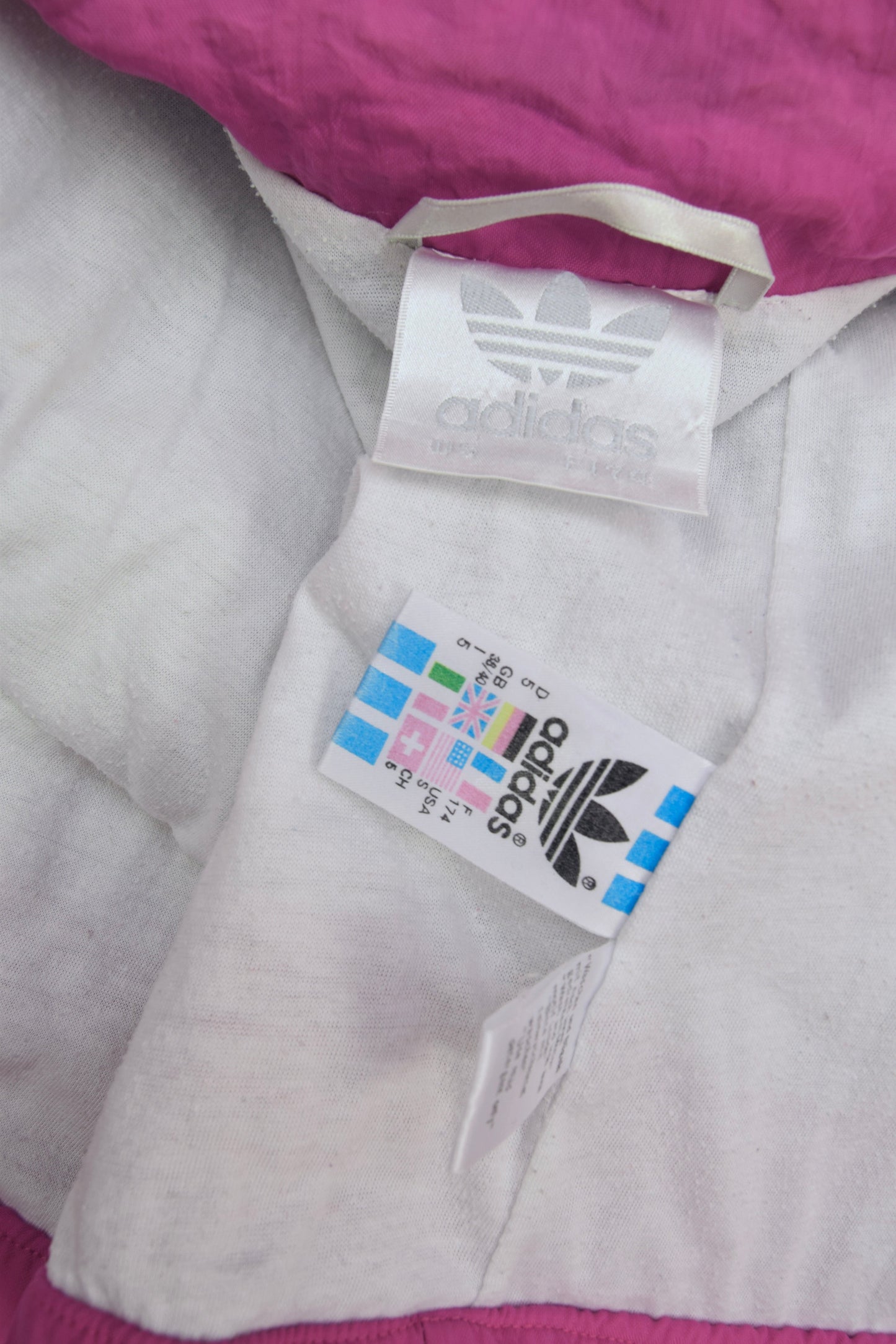 Vintage Adidas Jacket / Shell  Pink Blue Cyan White Size M L