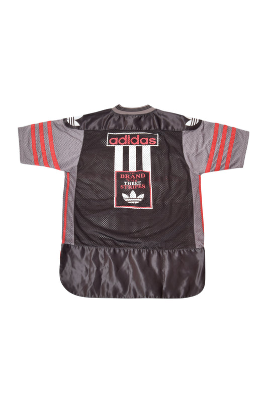 Vintage 90's Adidas 'The Brand With Three Stripes' Jersey Size M Black Grey Red