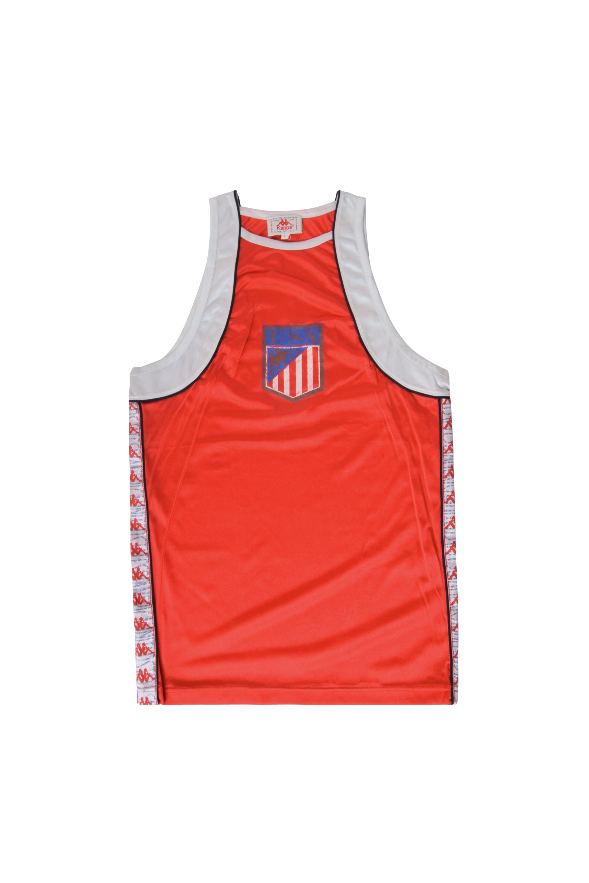 Vintage 80's USA Kappa Track & Field Tank Top Los Angeles Olympic 1984 Made in Italy Red Grey