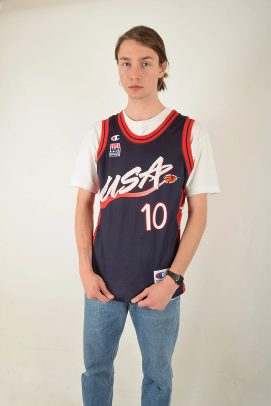 Vintage 90s Champion Jersey USA Reggie Miller No 10 Size S
