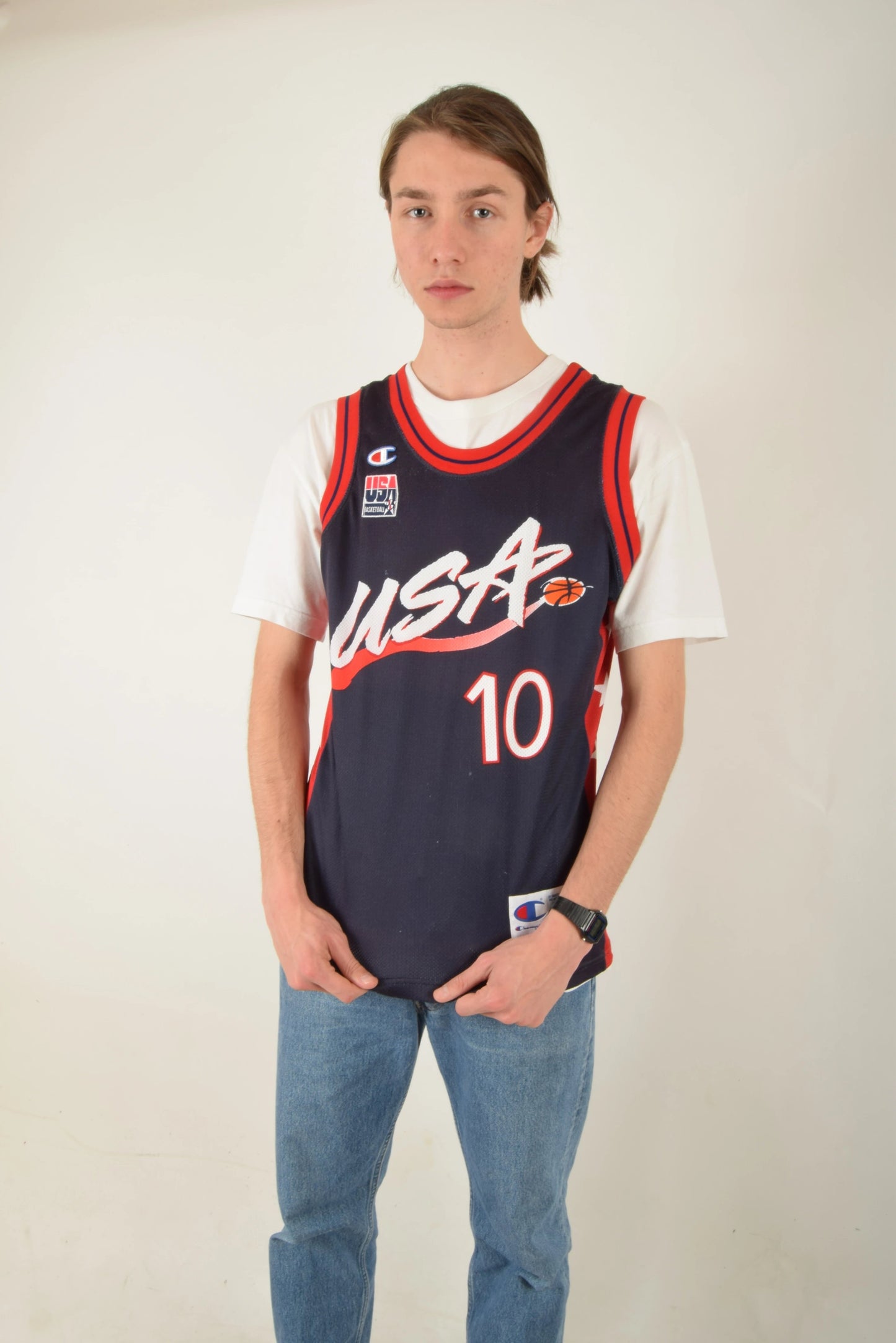 Vintage 90s Champion Jersey USA Reggie Miller No 10 Size S