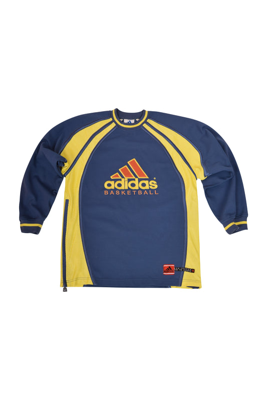 Vintage Adidas Basketball Sweatshirt S-M Blue Yellow