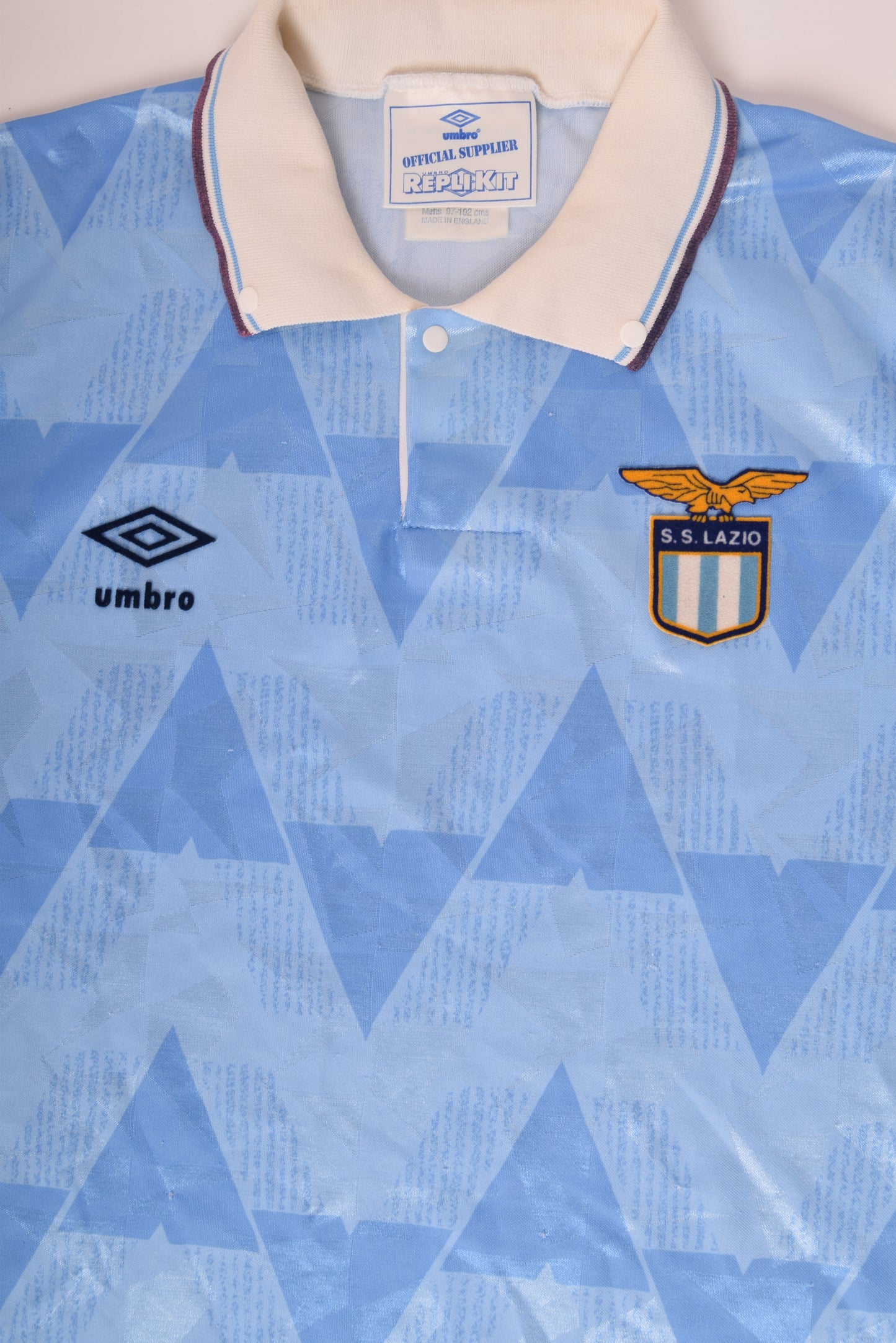 Vintage Lazio Roma Umbro 1989-1991 Home Football Shirt Size M Made in England
