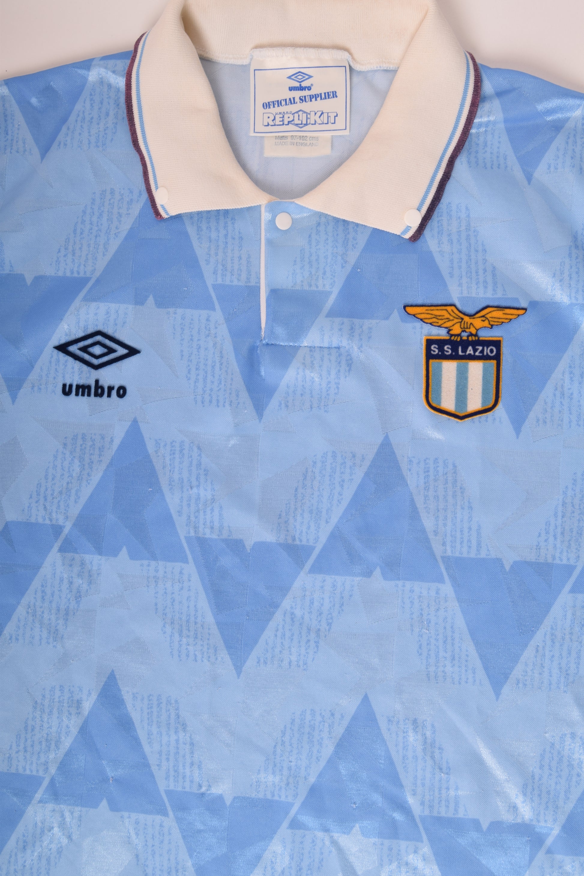 Vintage Lazio Roma Umbro 1989-1991 Home Football Shirt Size M Made in England