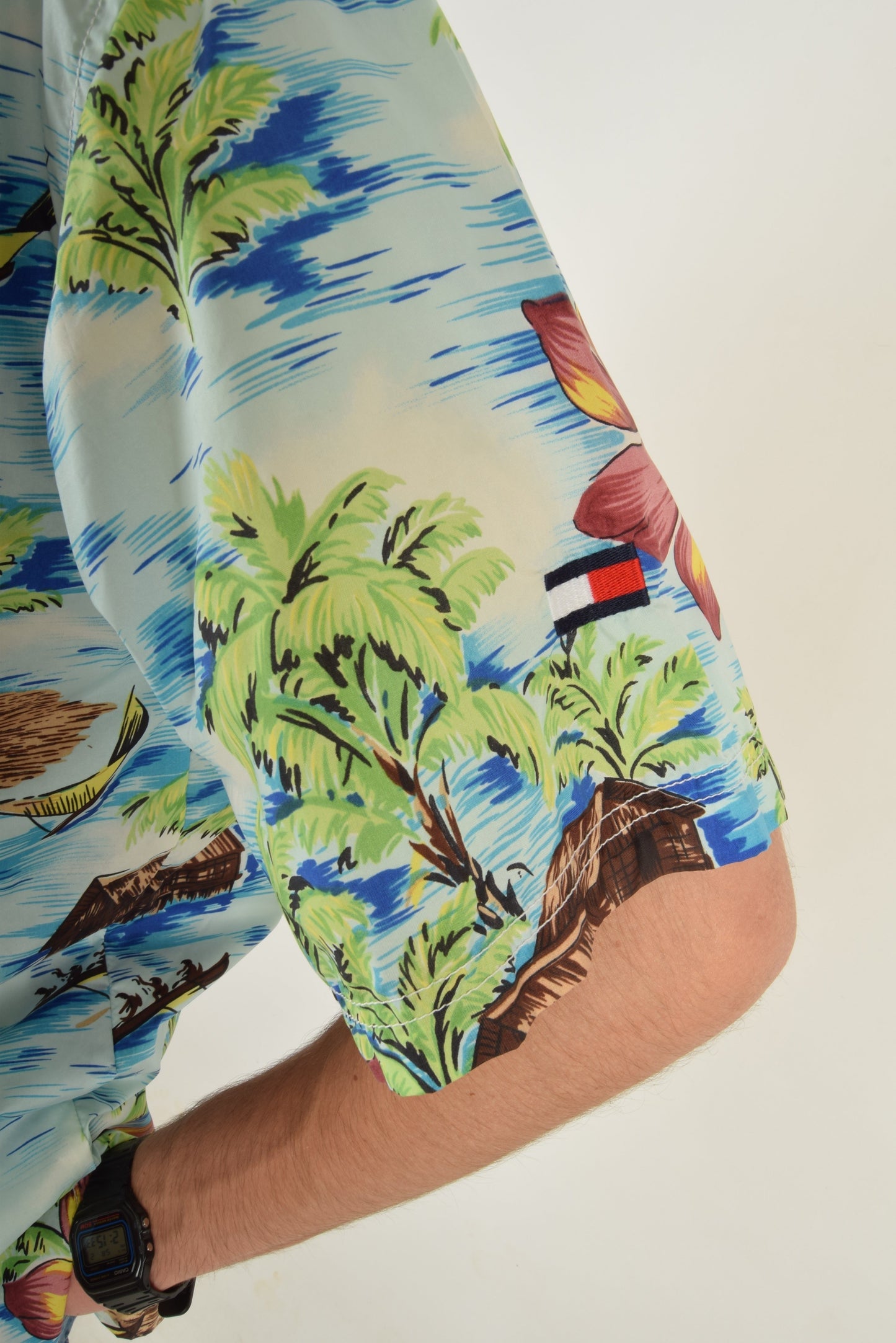 Vintage 90's Tommy Hilfiger Nylon Shirt Tropical Pattern