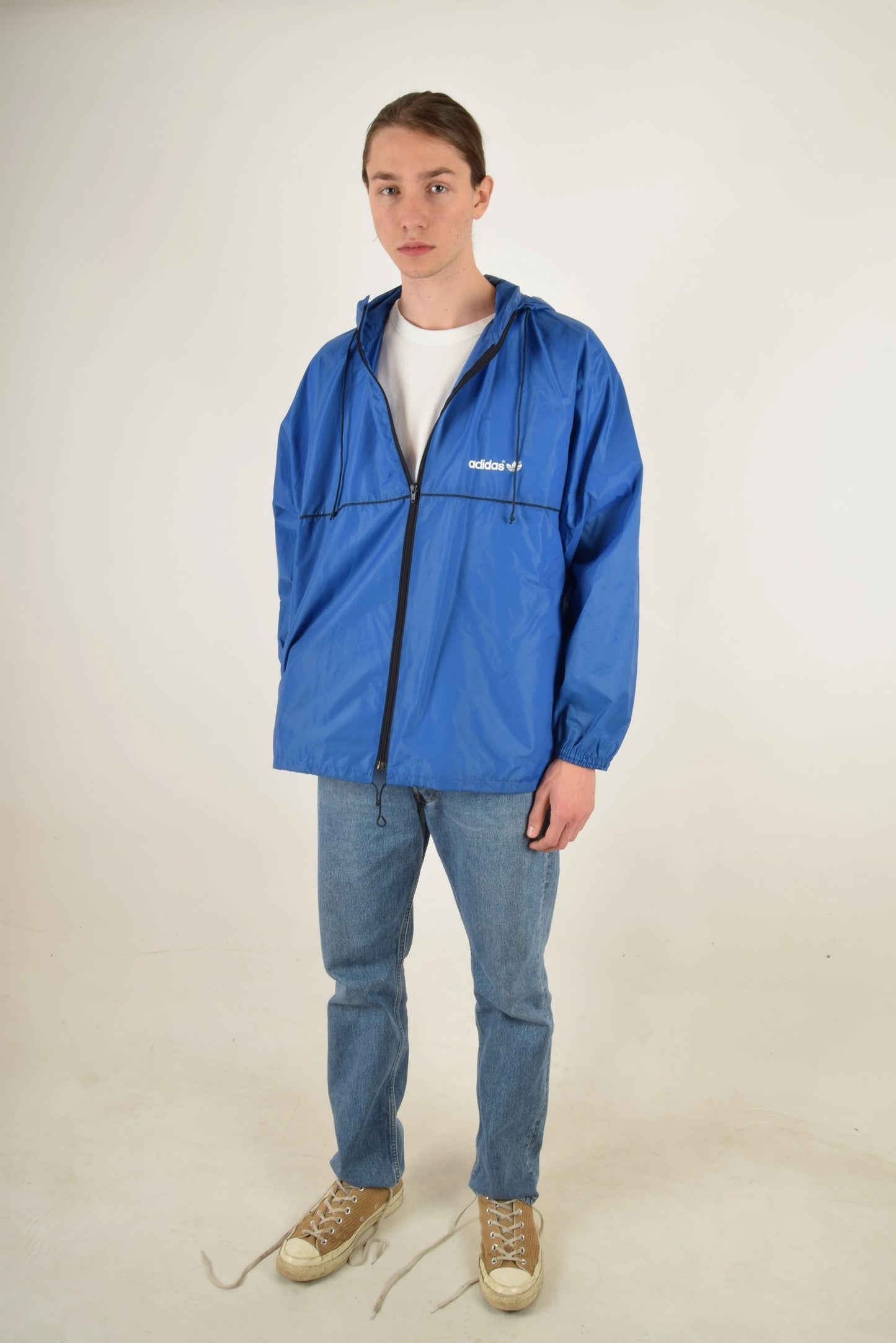Vintage 90s Adidas Jacket Windbreaker Blue