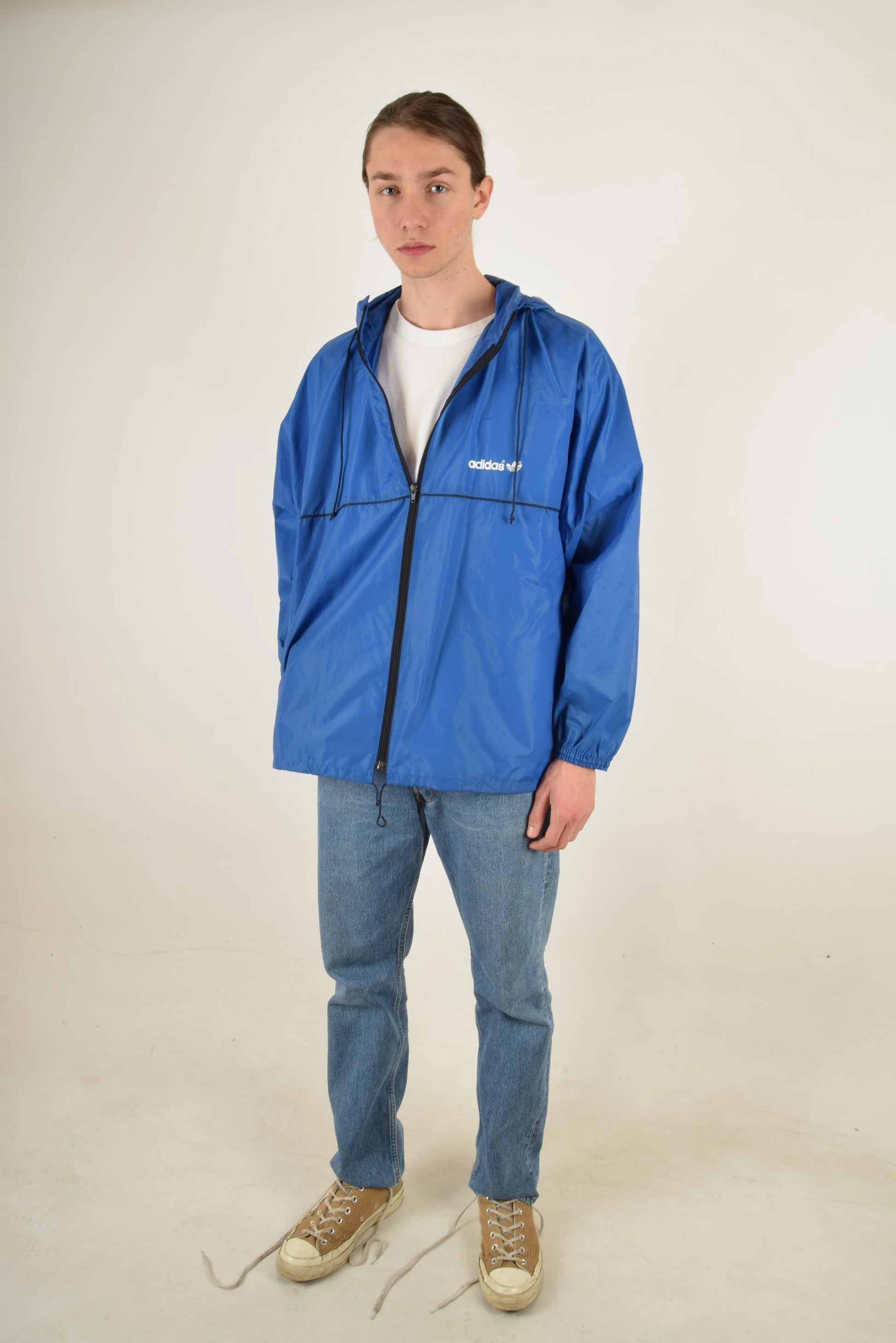 Vintage 90s Adidas Jacket Windbreaker Blue