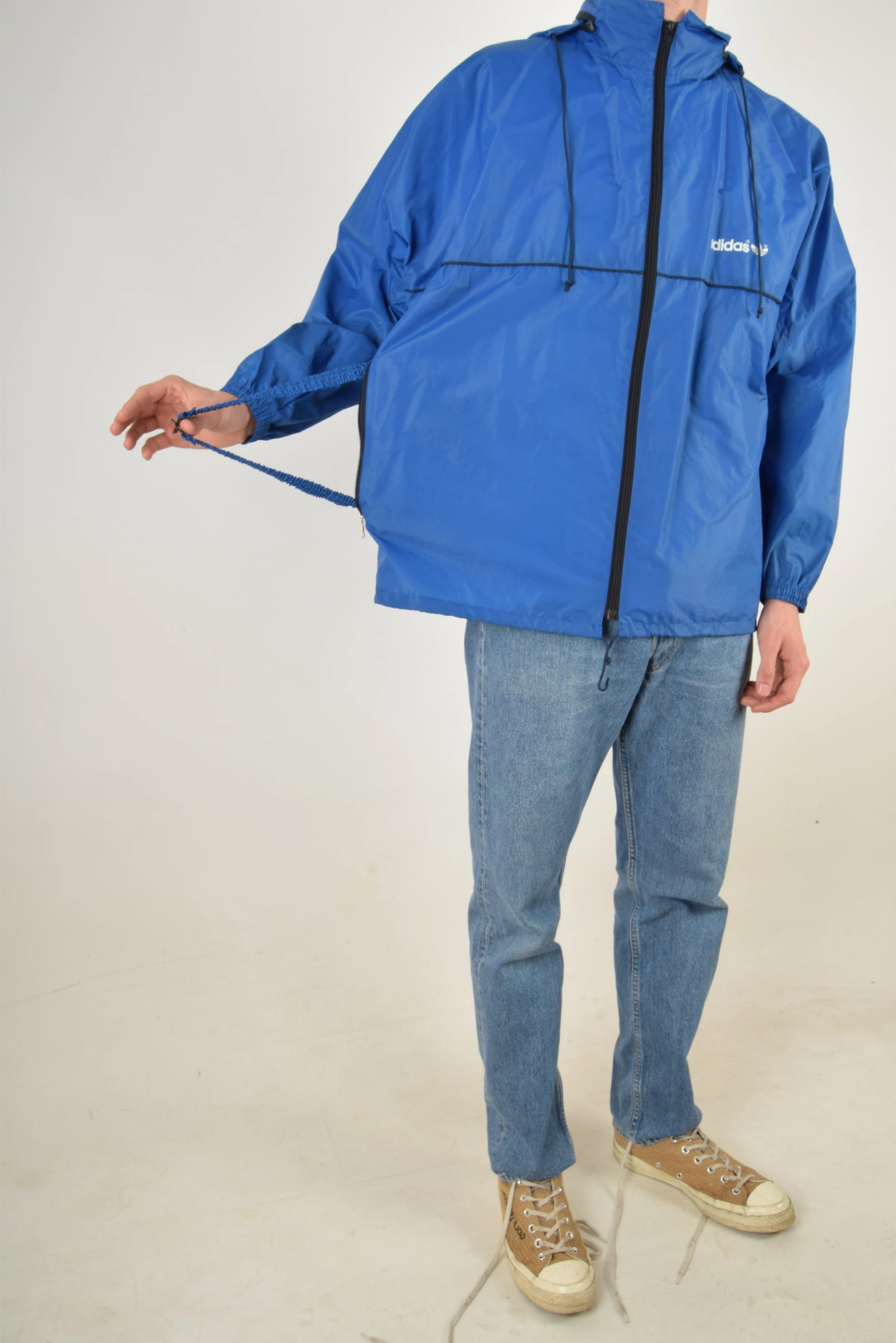 Vintage 90s Adidas Jacket Windbreaker Blue