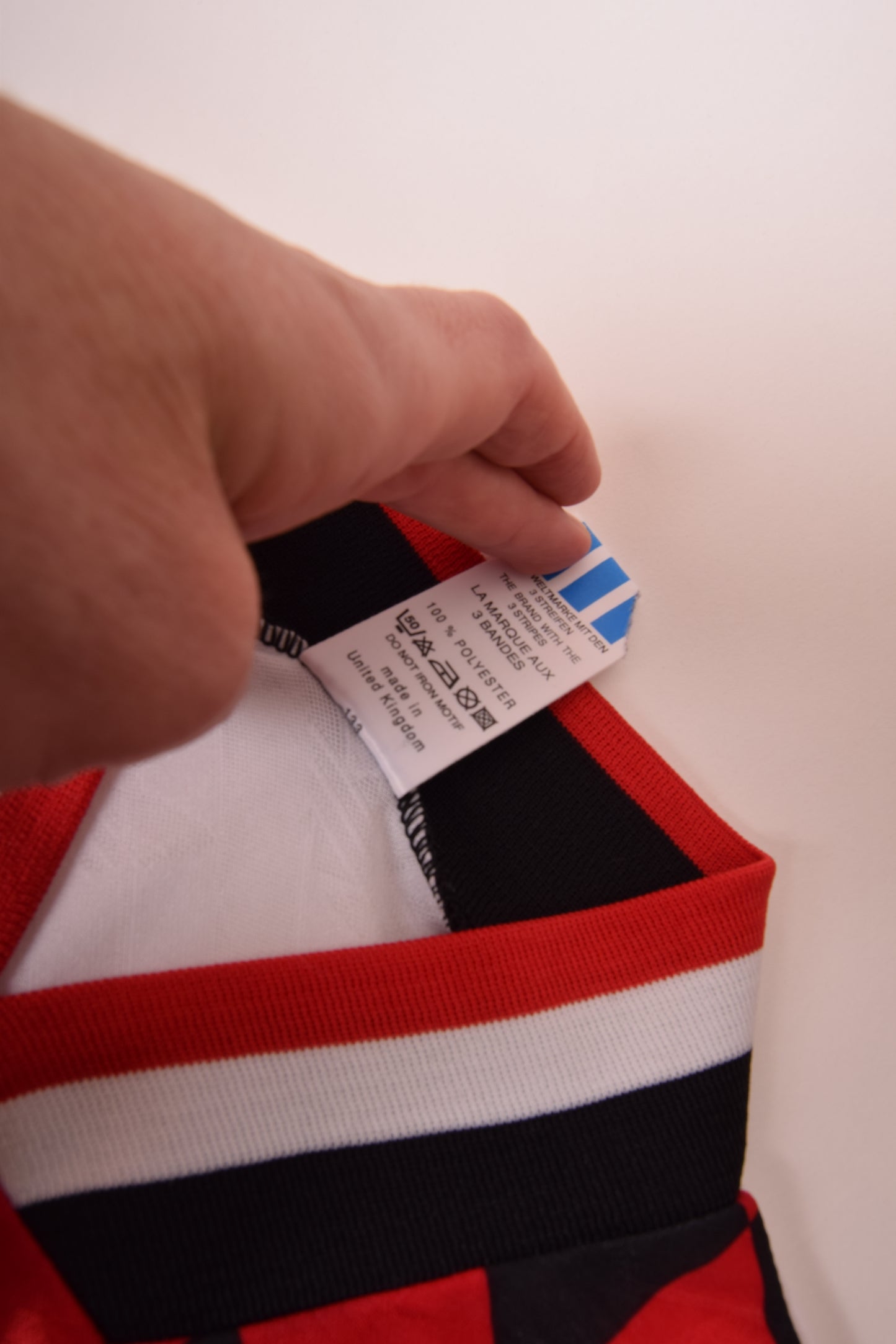 Vintage Adidas Football Shirt 1994-1995 Tamplate Size M Made in UK White Black Red