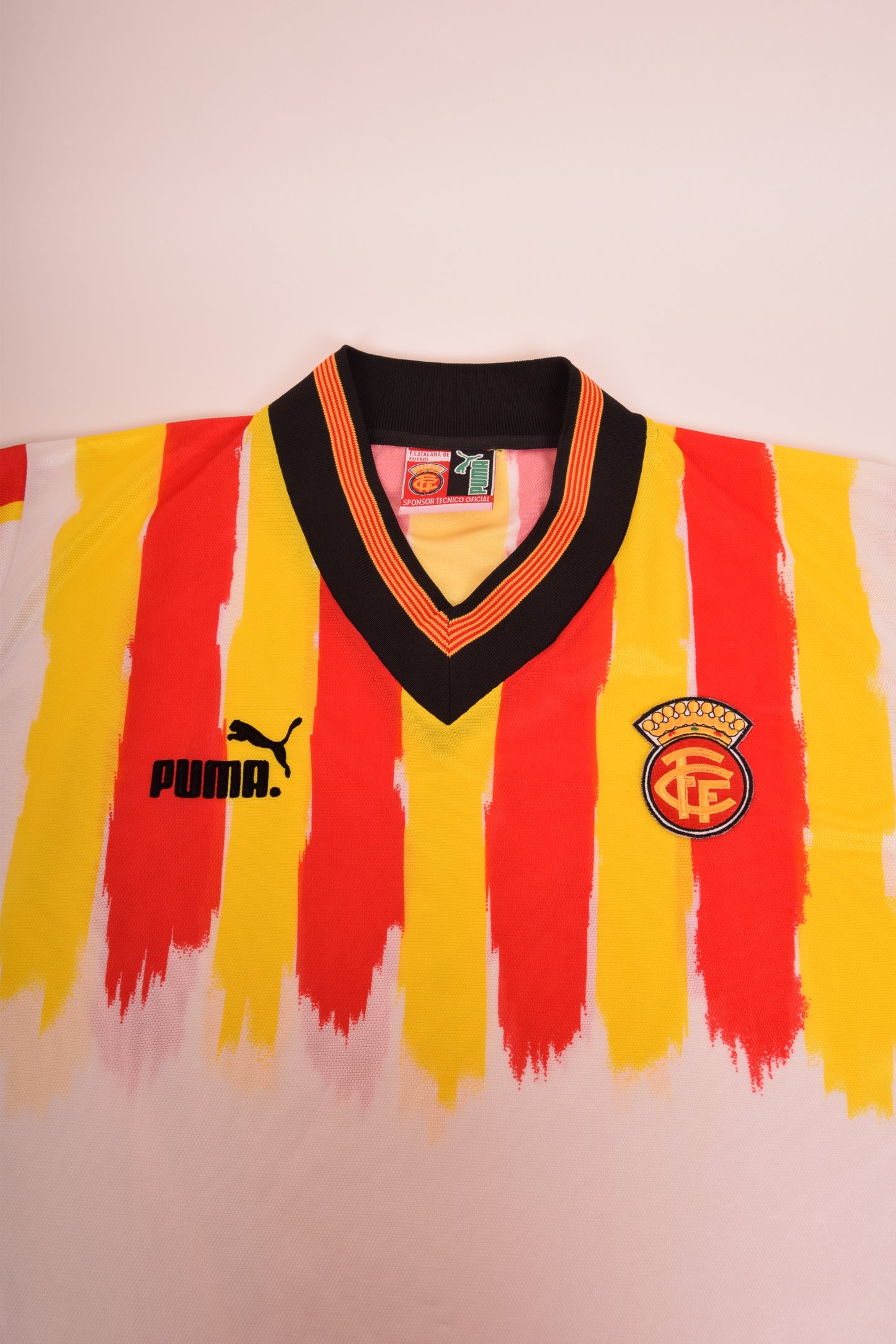 Vintage Catalunia Puma Home Shirt 1998-1999 Size M White Red Yellow