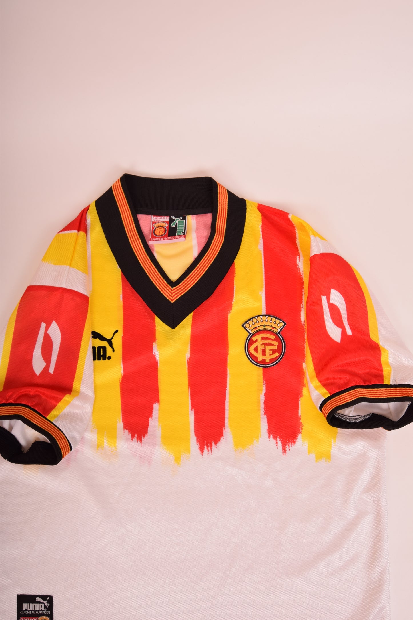 Vintage Catalunia Puma Home Shirt 1998-1999 Size M White Red Yellow
