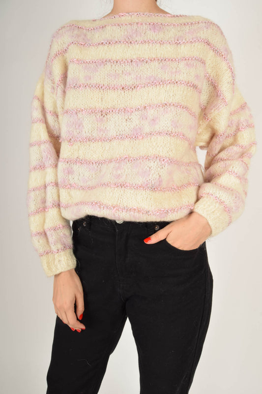 Vintage 90s Jumper Hand Made with Glitter Stripes