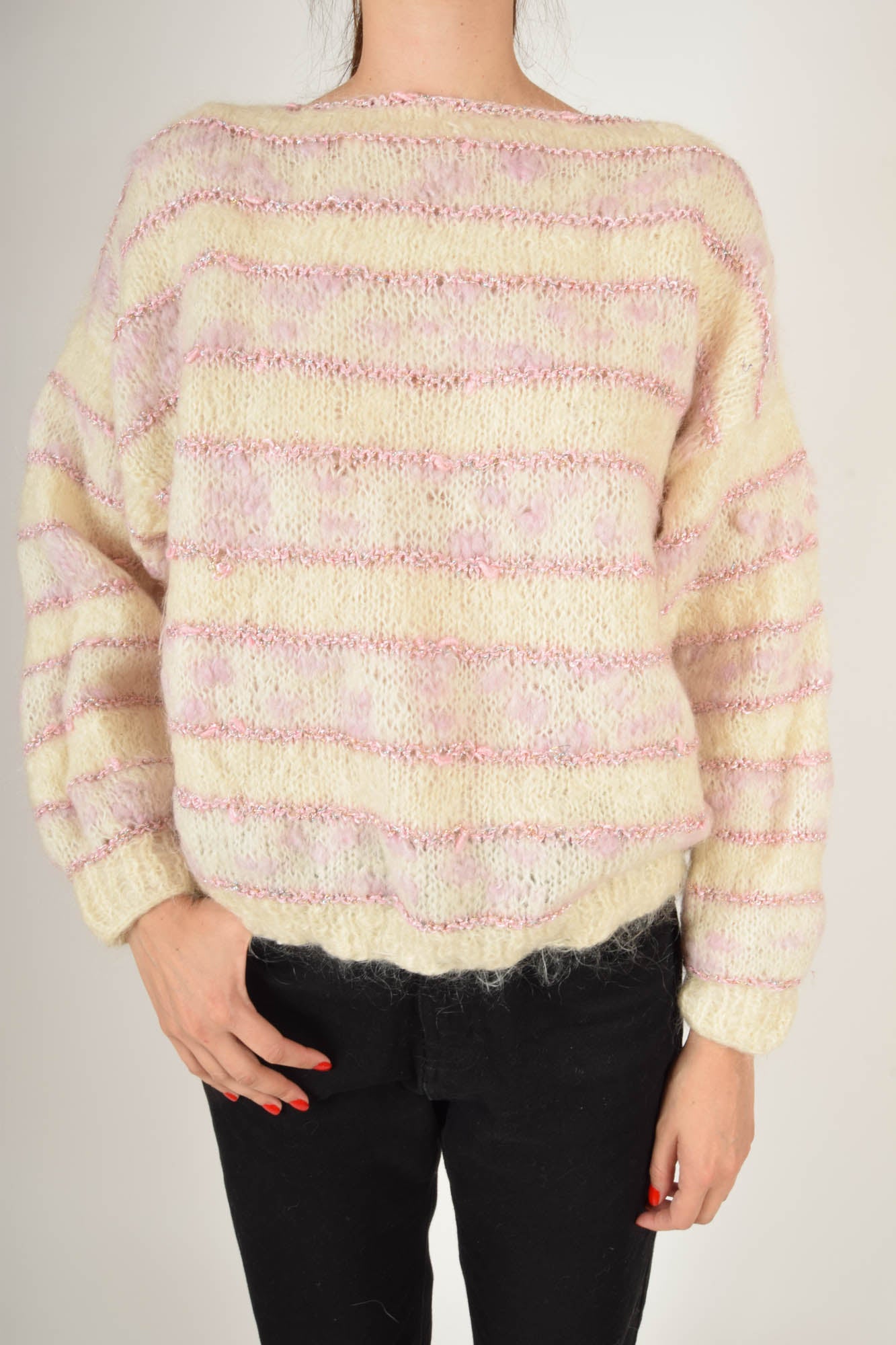 Vintage 90s Jumper Hand Made with Glitter Stripes