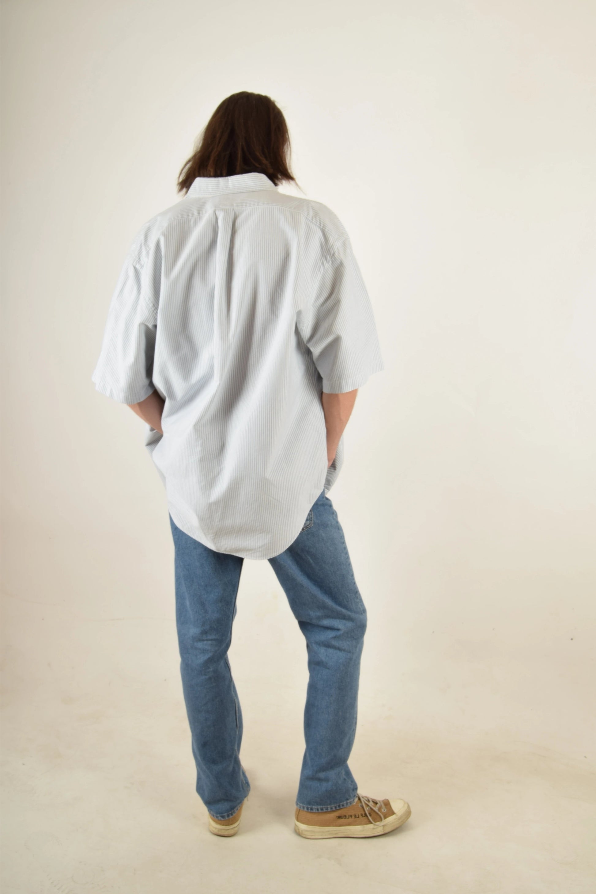 Vintage 90's Ralph Lauren Shirt White & Blue Stripes