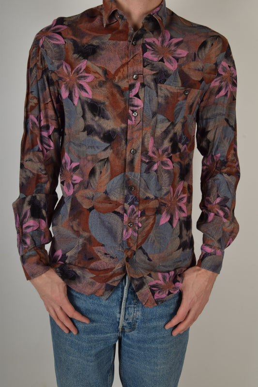Vintage Shirt Festival Print Floral Print 90'S Size S