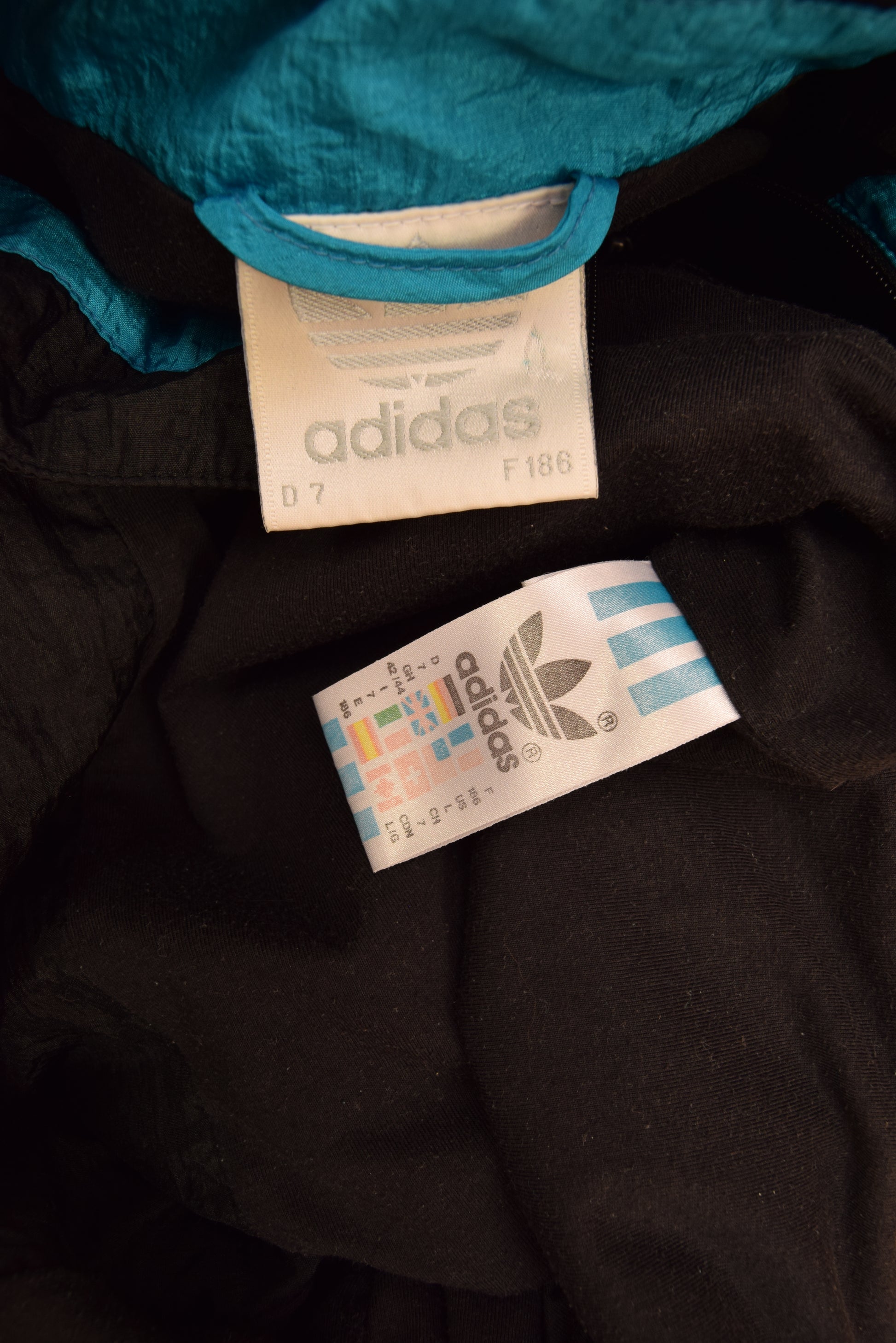 Vintage 90's Adidas Jacket Shell Size L Black Blue  Charcoal Grey Size L XL