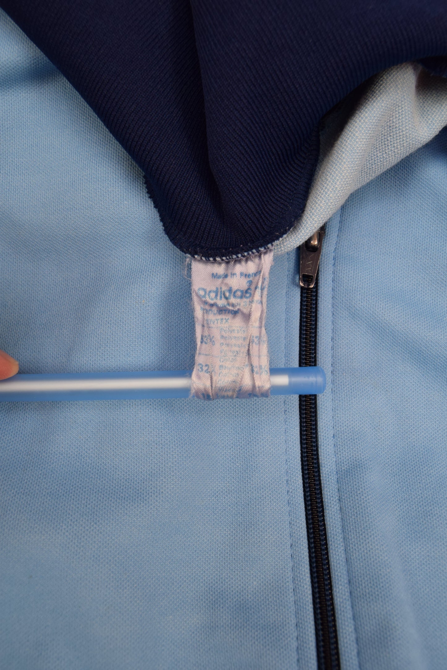 Vintage 70's 80's Adidas Ventex Jacket Track Top Made in France Blue Polyester Cotton Viscose