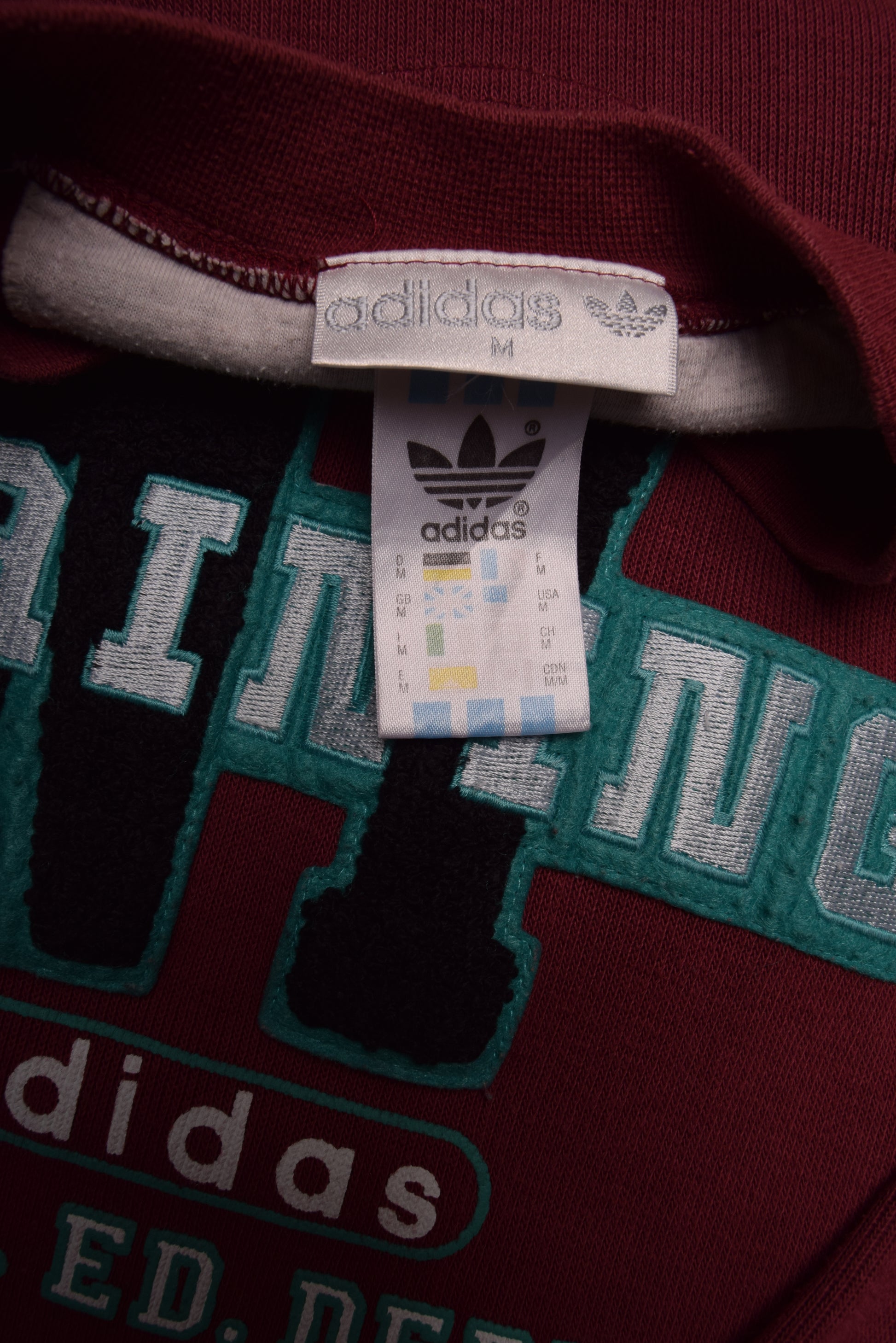 Vintage 90's Adidas Sweatshirt Crew Neck NY New York Training Phys. Ed. Dept. Size M Burgundy