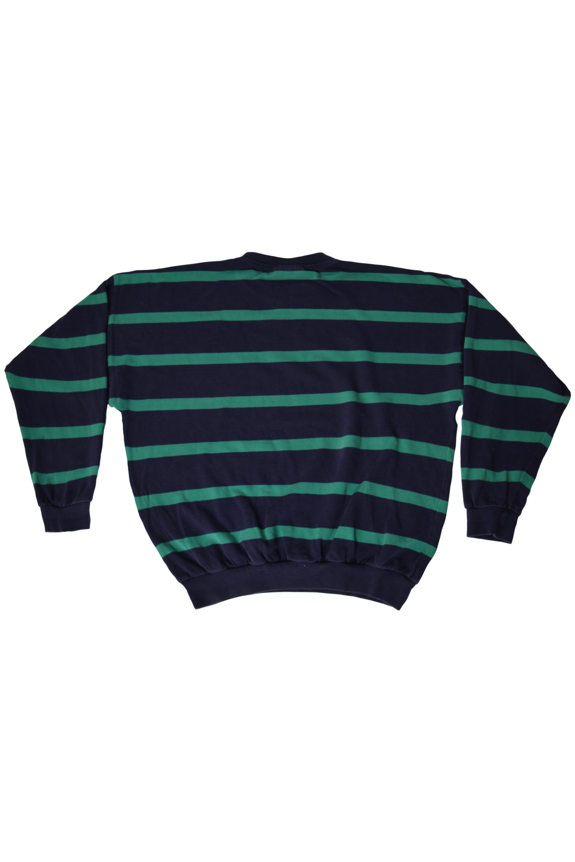 Vintage 80's Lacoste La Chemise Pique Sweatshirt Crew Neck Made in France Blue Green Size L-XL  Stripes