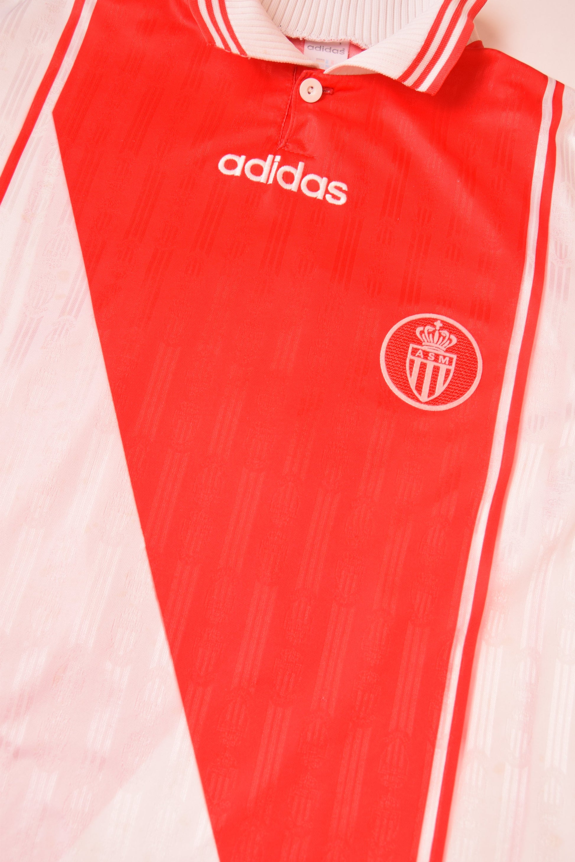 Vintage Adidas AS Monaco '96-'98 Home Football Shirt #9 Size L Made in France