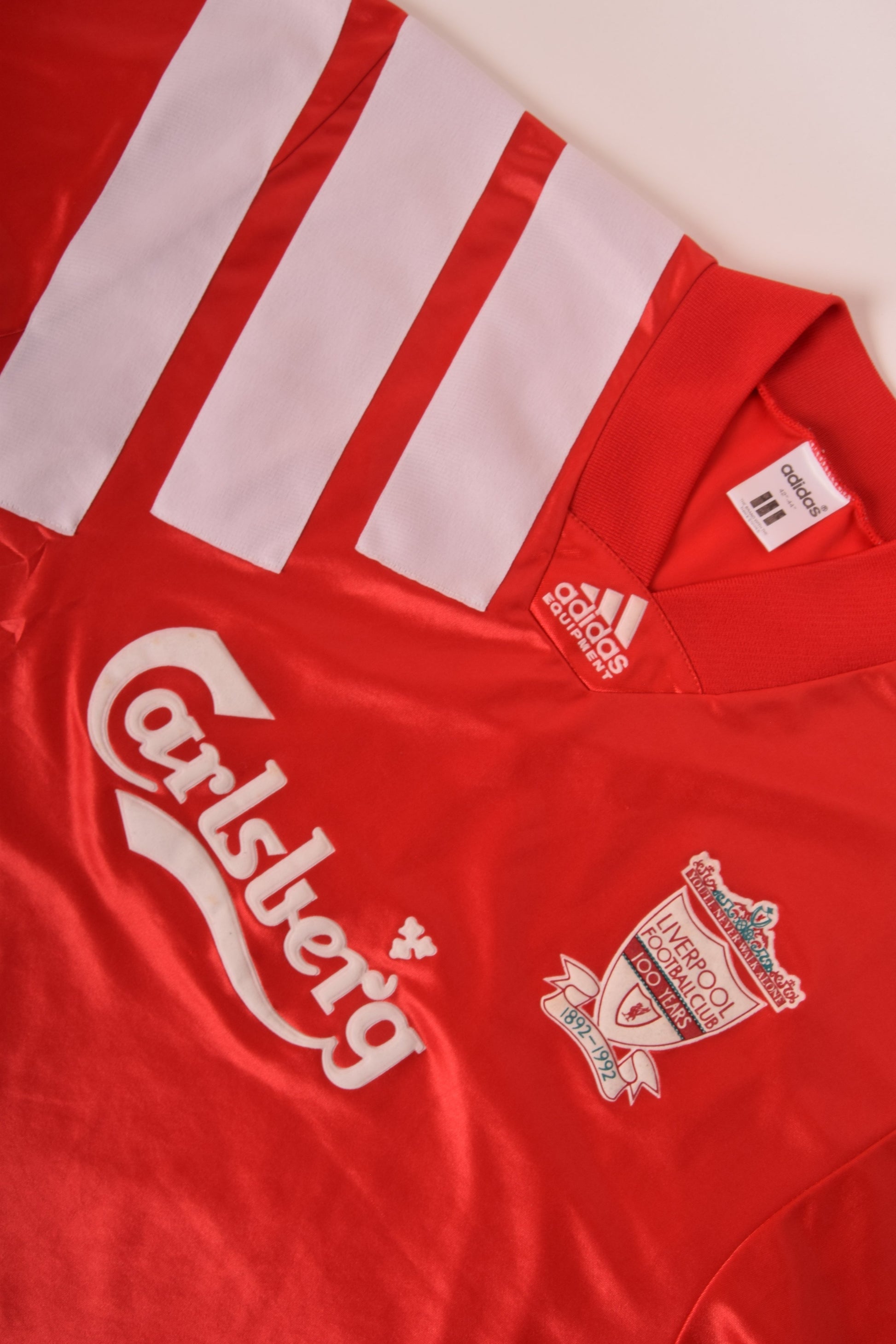 Vintage Liverpool Centenary Adidas Equipment 1992-1993 Home Football Shirt Size M Red Carlsberg