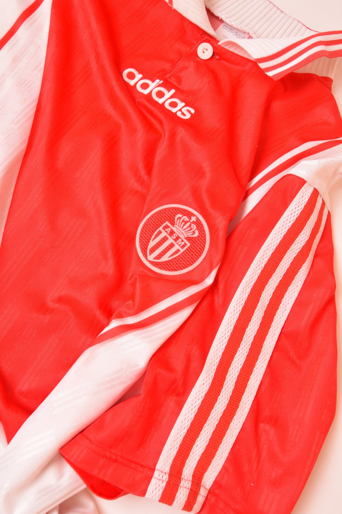 Vintage Adidas AS Monaco '96-'98 Home Football Shirt #9 Size L Made in France