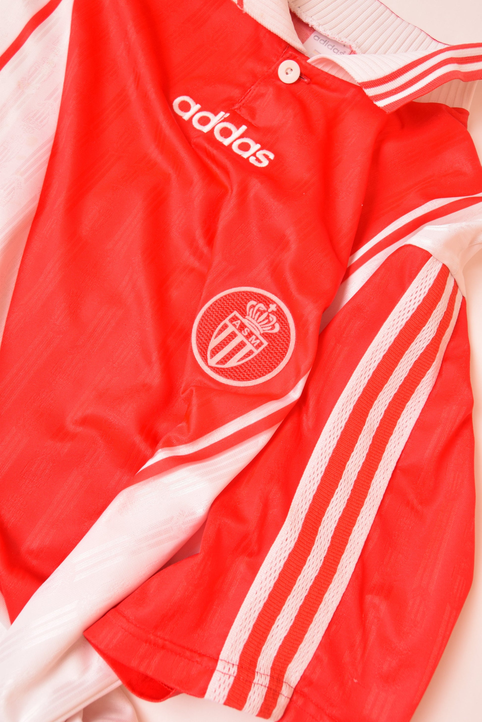 Vintage Adidas AS Monaco '96-'98 Home Football Shirt #9 Size L Made in France