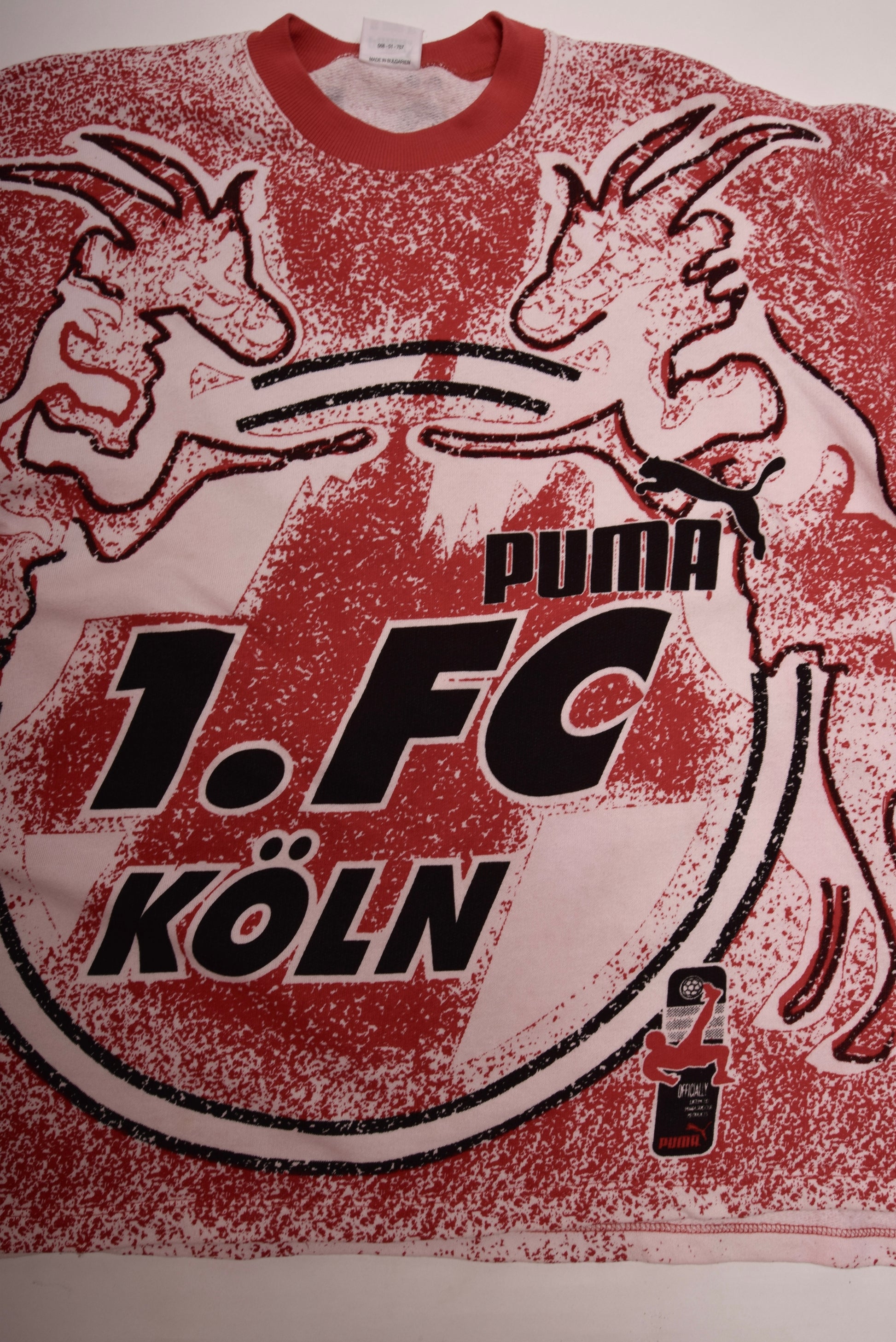Vintage 90's FC Köln Cologne Puma Sweatshirt Size L Red White