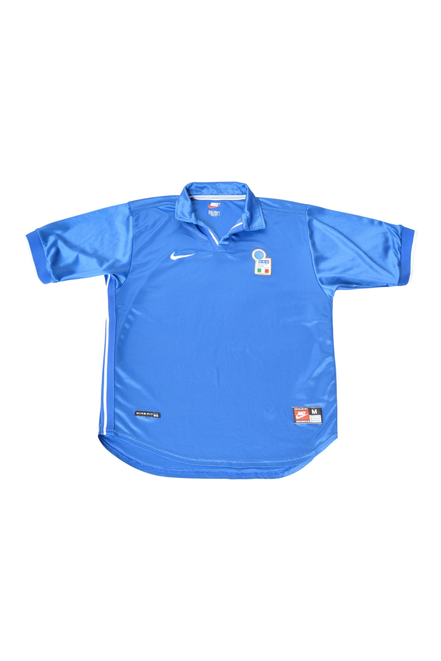 Vintage Italy Italia Home Football Shirt 1998 France World Cup Size L Blue Made in UK