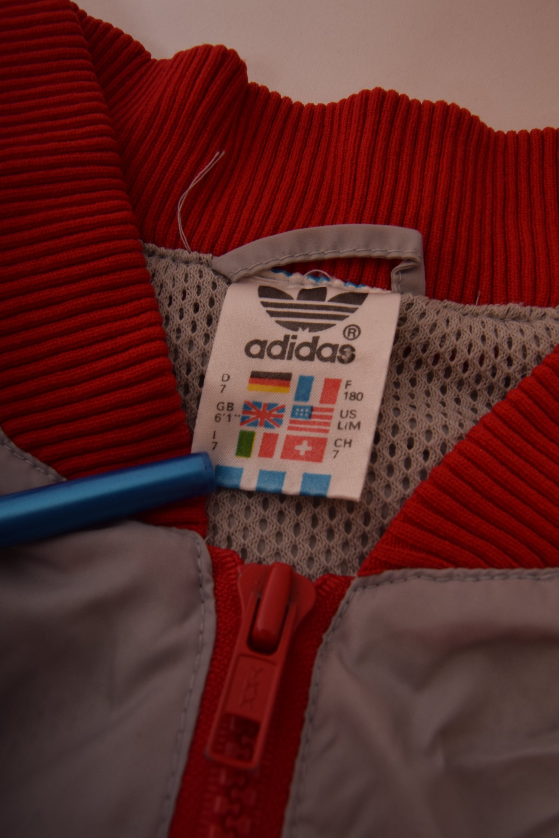 Vintage 80's Adidas Spirits Of The Games Jacket Shell Size L Grey Red Blue