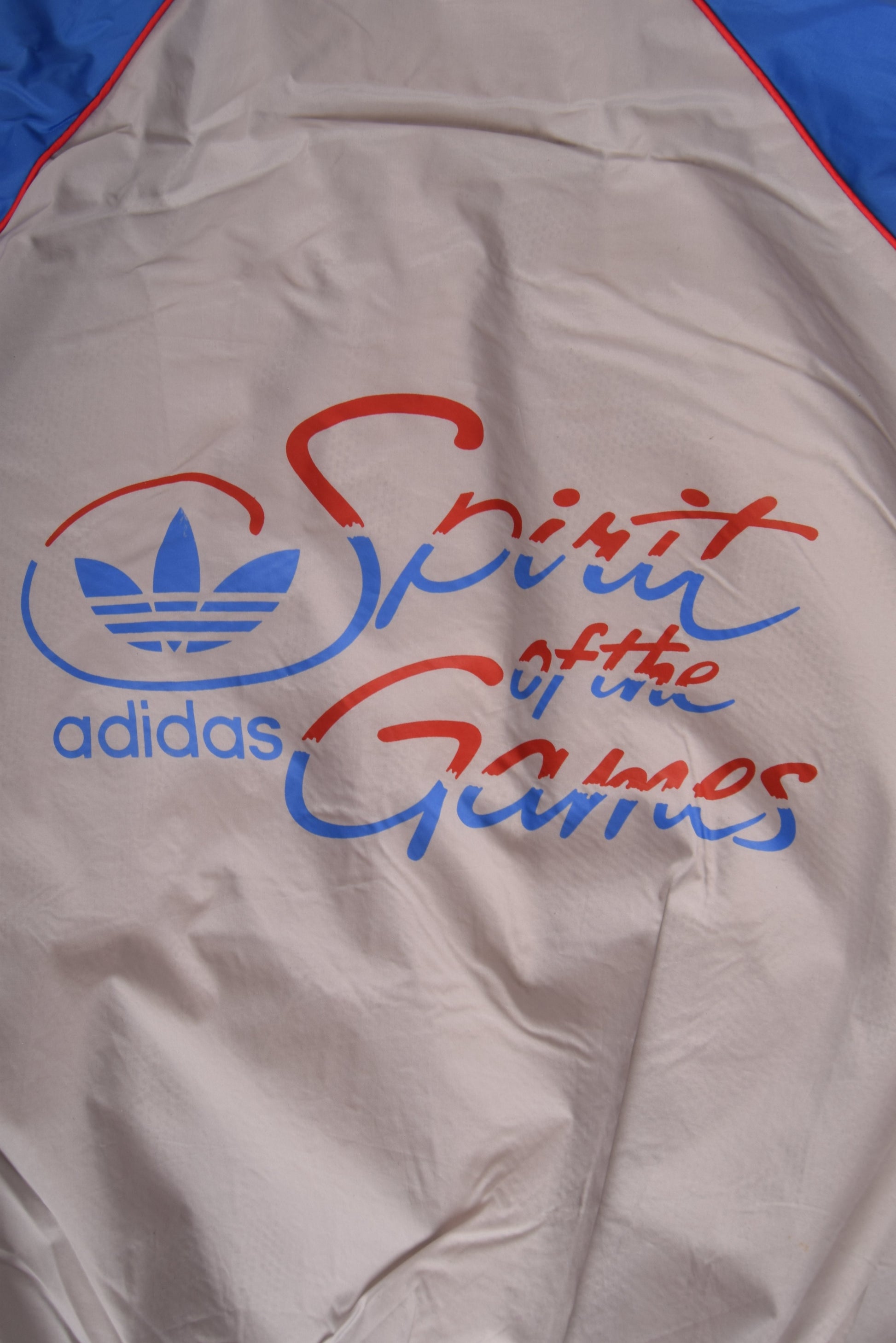 Vintage 80's Adidas Spirits Of The Games Jacket Shell Size L Grey Red Blue