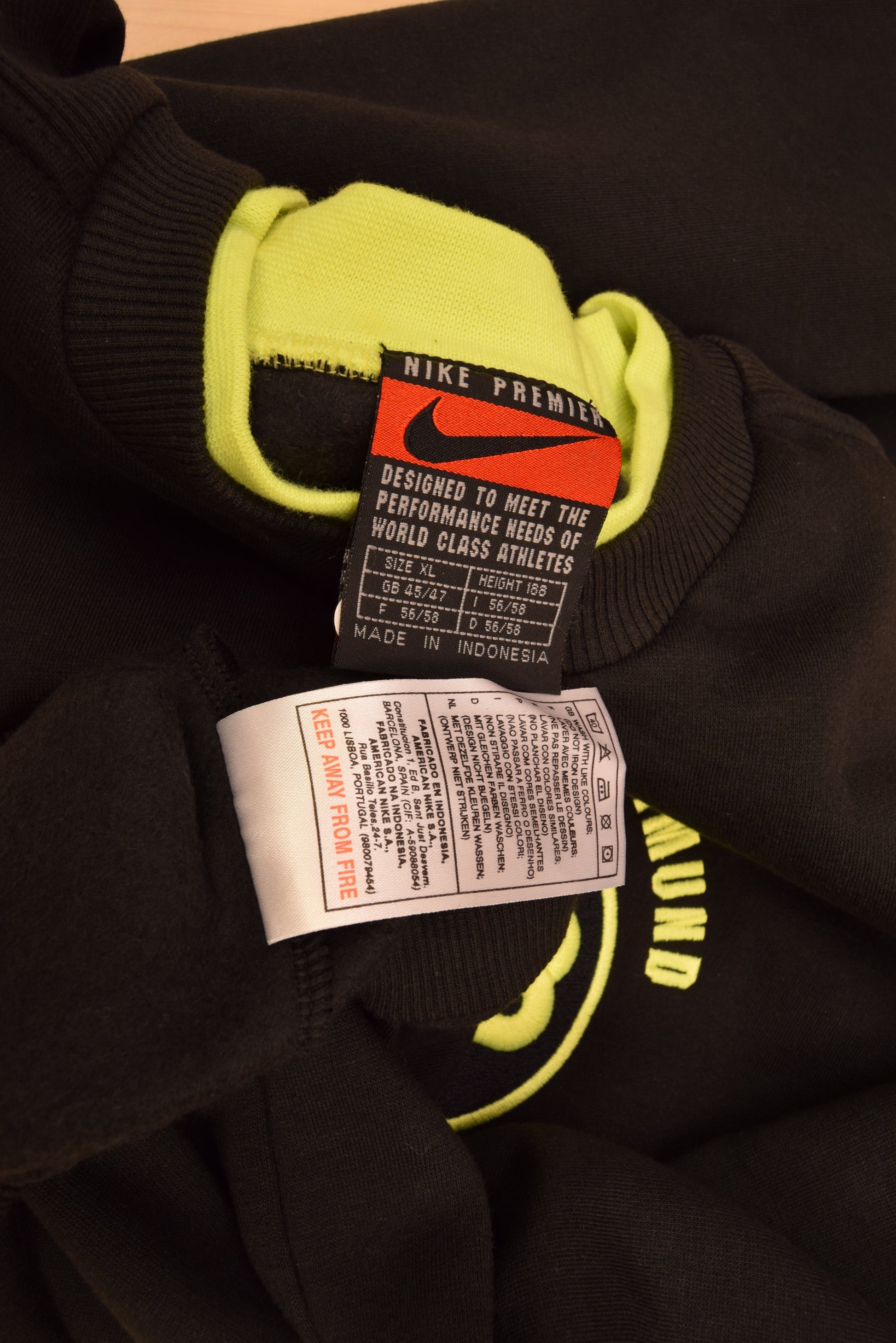 Vintage 90's BVB Borussia Dortmund Nike Premier Sweatshirt Size XL Black Neon Yellow