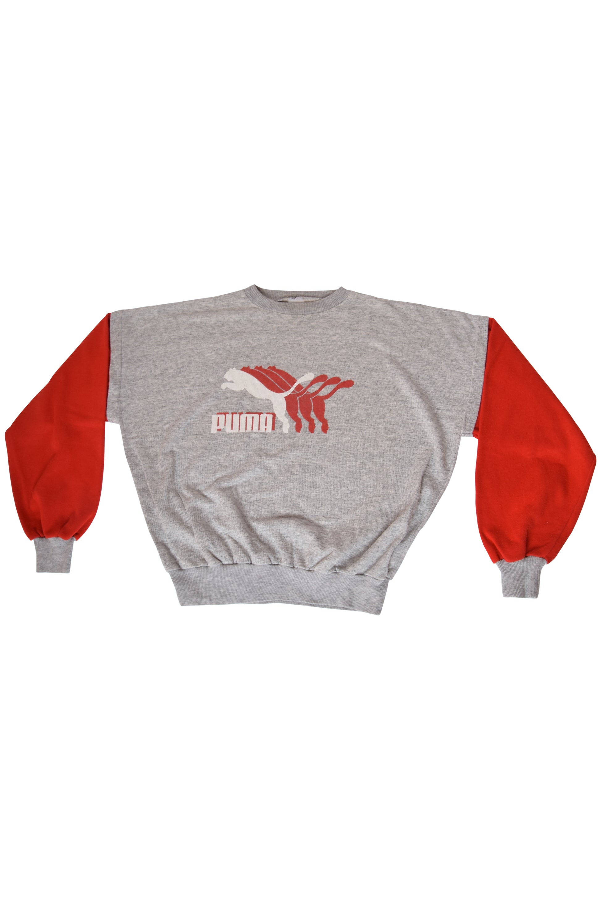 Vintage Puma Sweatshirt Crew Neck Size L-XL Grey Red