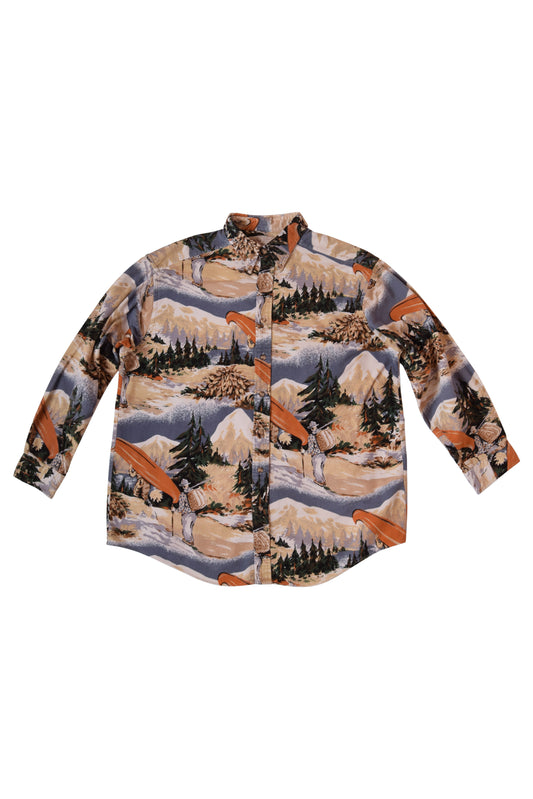 Vintage Shirt with Mountain Pattern Size XL