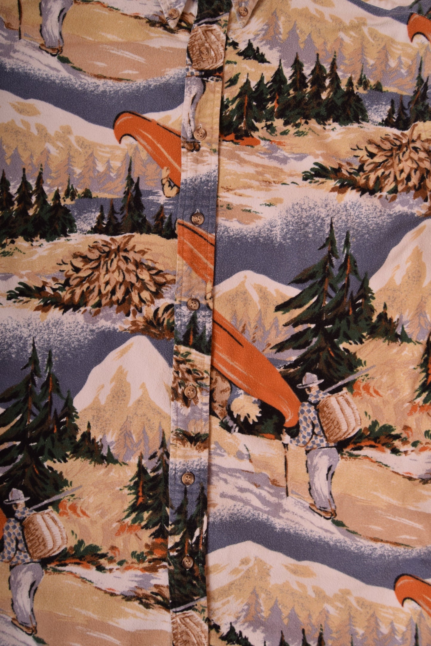 Vintage Shirt with Mountain Pattern Size XL