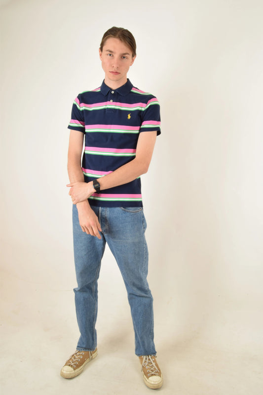 Vintage Polo Shirts Ralph Lauren Size M Blue Pink White