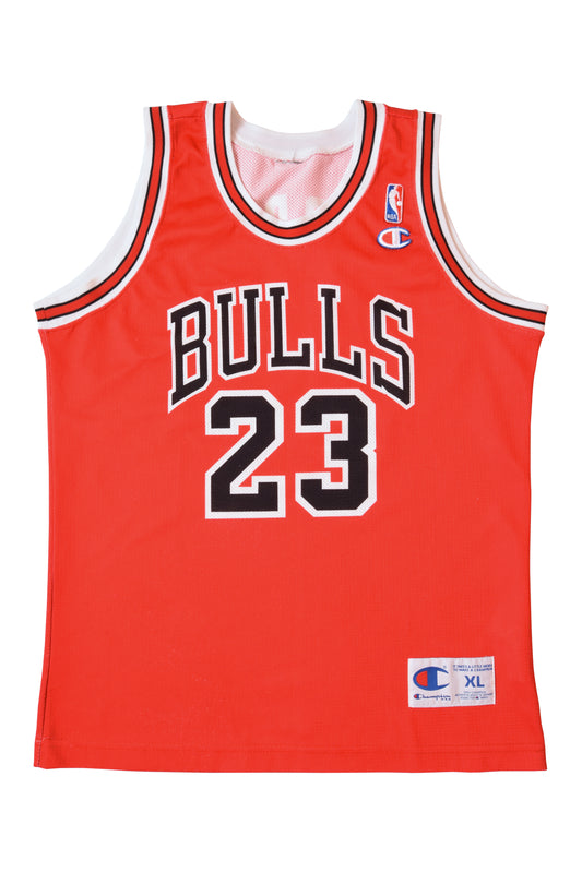 Vintage Jordan Chicago Bulls Champion Jersey Made in Italy Size S-M Red 23 90's
