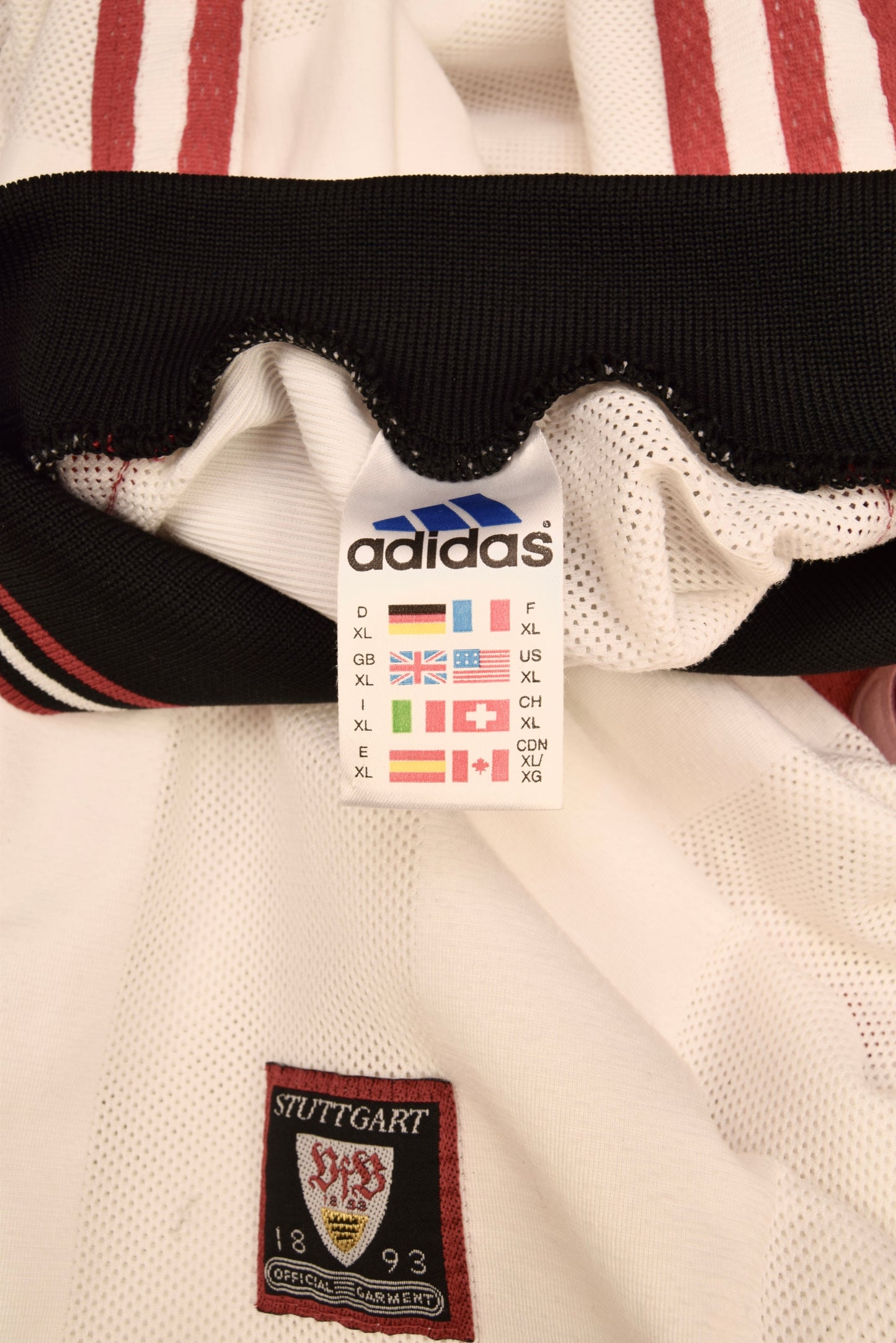 Vintage VFB Stuttgart Adidas Home Football Shirt 1996 - 1997 White Red Size XL
