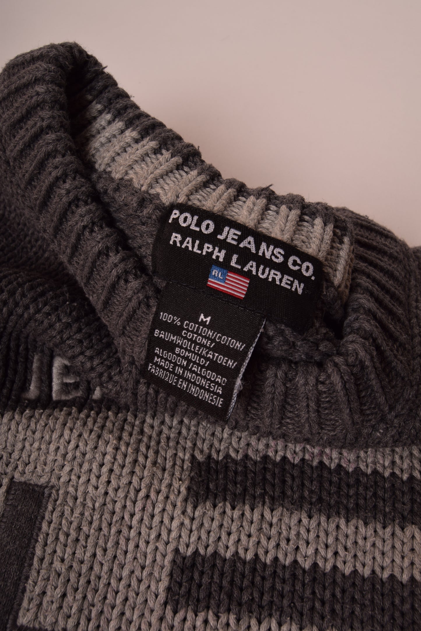 Vintage 90's Ralph Lauren Polo Jeans CO. Jumper Grey 100% Cotton