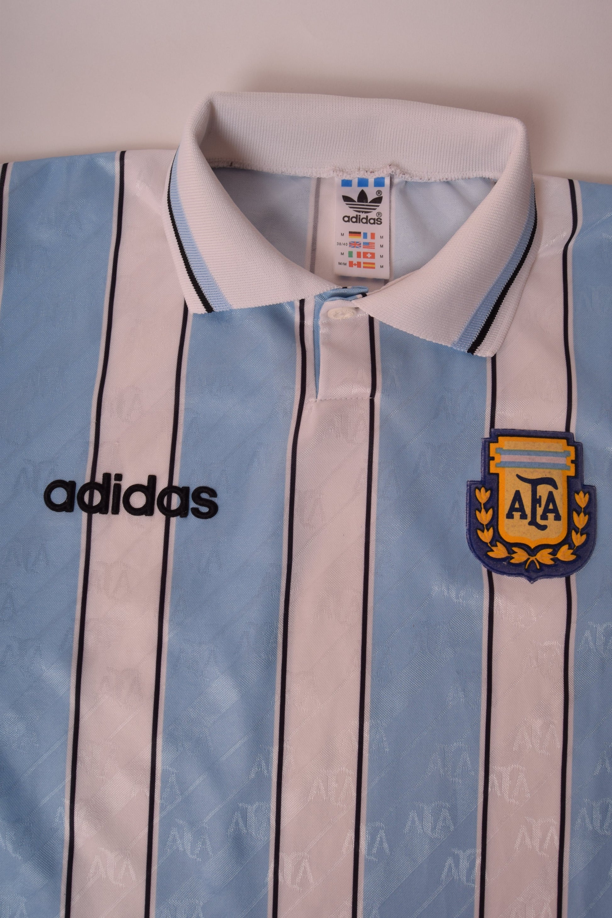 Vintage Argentina Adidas 1994-1995 Banned Home Shirt Size M Made in UK