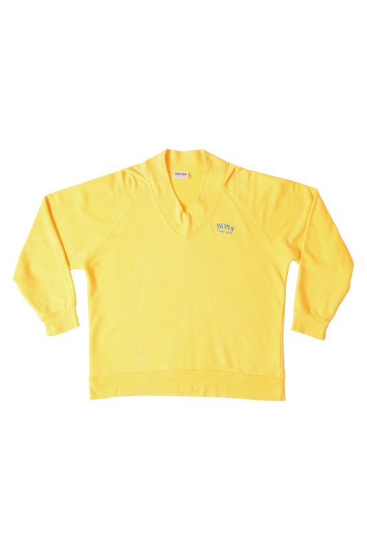 Vintage Hugo Boss Sweatshirt 80's Made in West Germany Yellow Size L