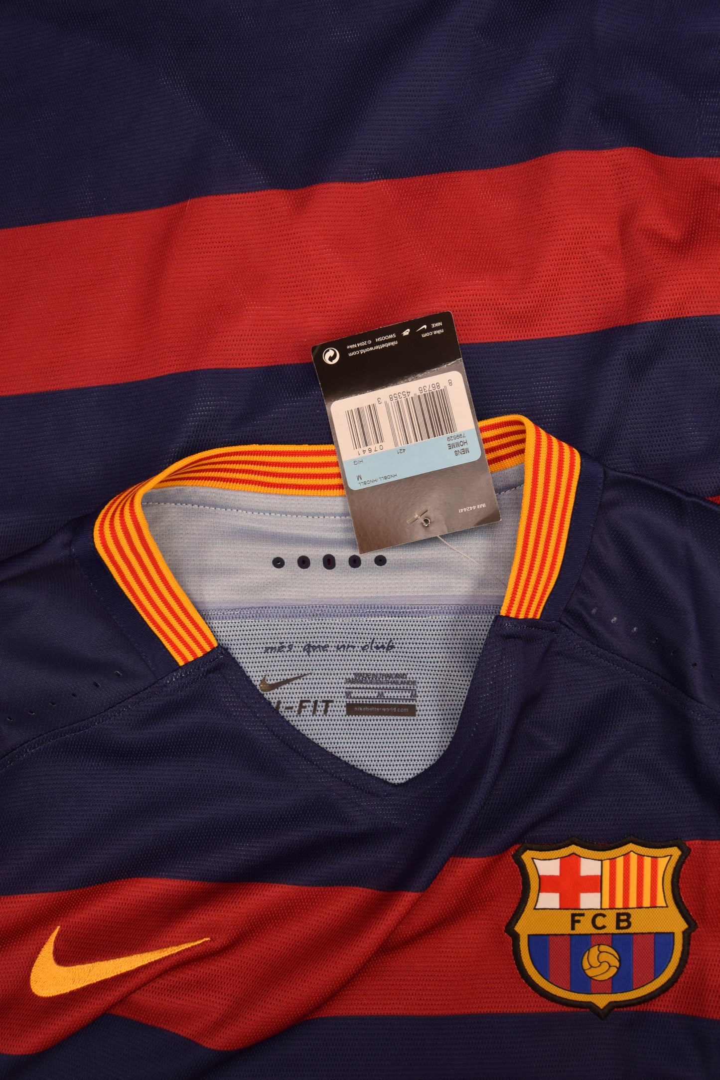 Authentic New FC Barcelona Nike DRI FIT Player's Edition / Issue 2015 - 2016 Home Football Shirt BNWT Deadstock Red Blue Size M