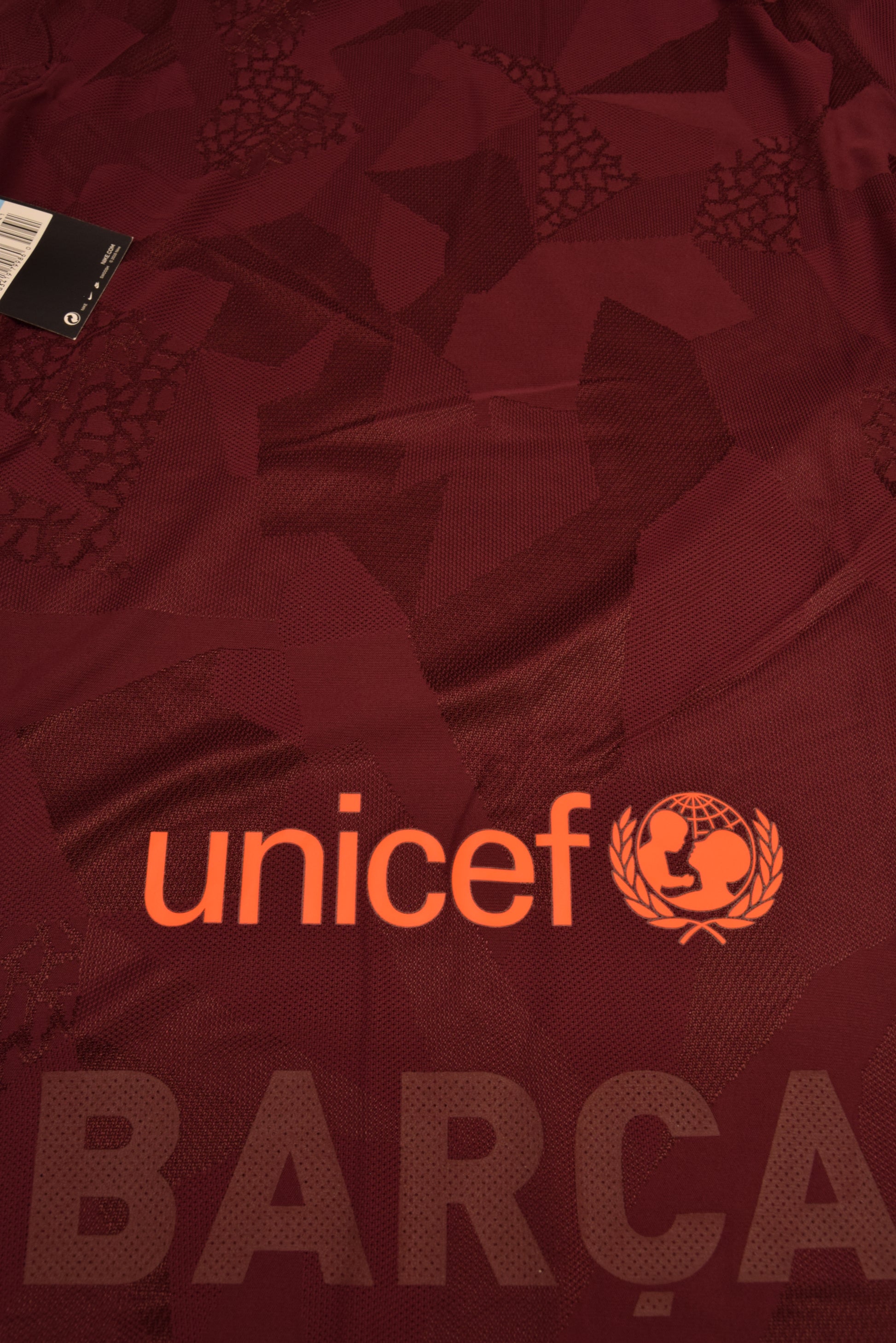 Authentic New FC Barcelona Nike Aeroswift Player Issue Away Third Football Shirt 2017 - 2018 Long Sleeves BNWT Deadstock Maroon Orange Size M Red Blue Rakuten Unicef