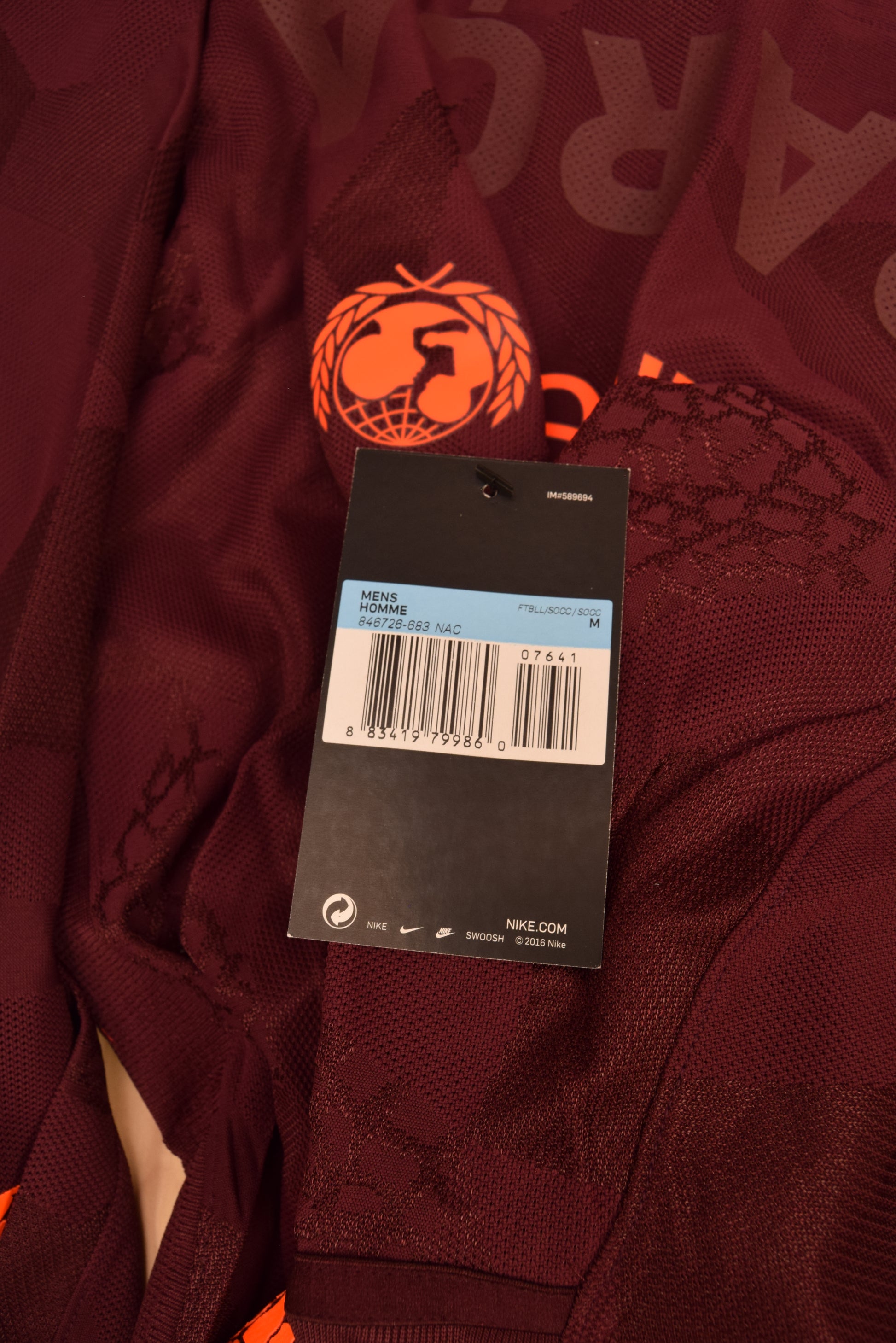 Authentic New FC Barcelona Nike Aeroswift Player Issue Away Third Football Shirt 2017 - 2018 Long Sleeves BNWT Deadstock Maroon Orange Size M Red Blue Rakuten Unicef