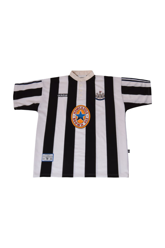 Vintage Newcastle Adidas Home Football Shirt 1995-1997 Black White #10 Size XL